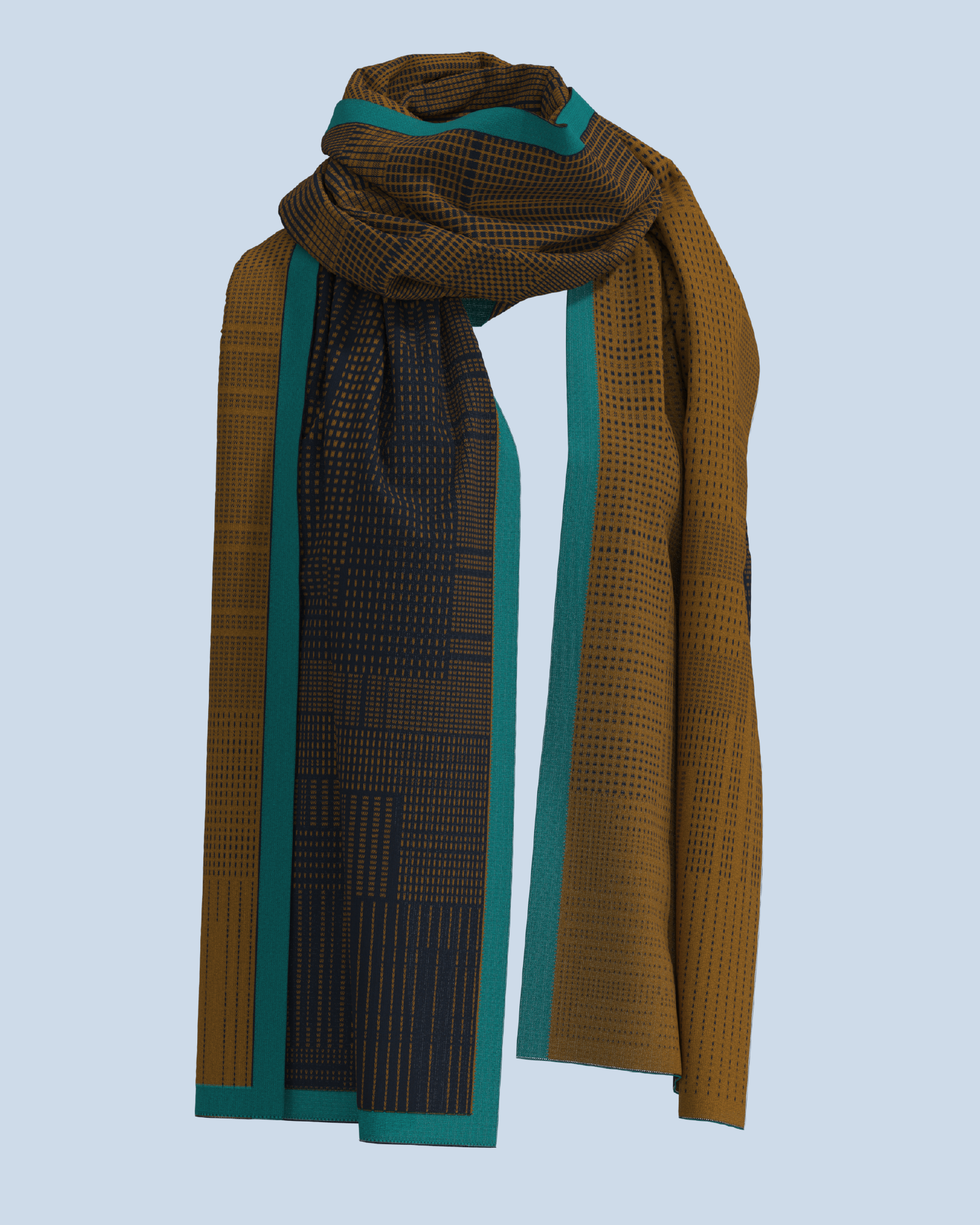 Borealis Scarf | Curry-Navy-Turquoise