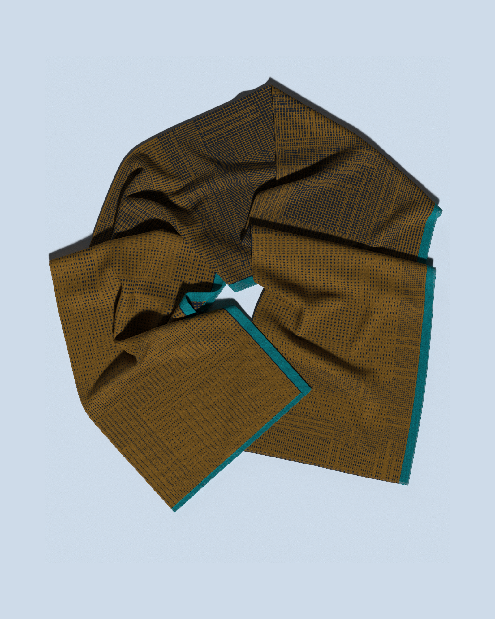 Borealis Scarf | Curry-Navy-Turquoise