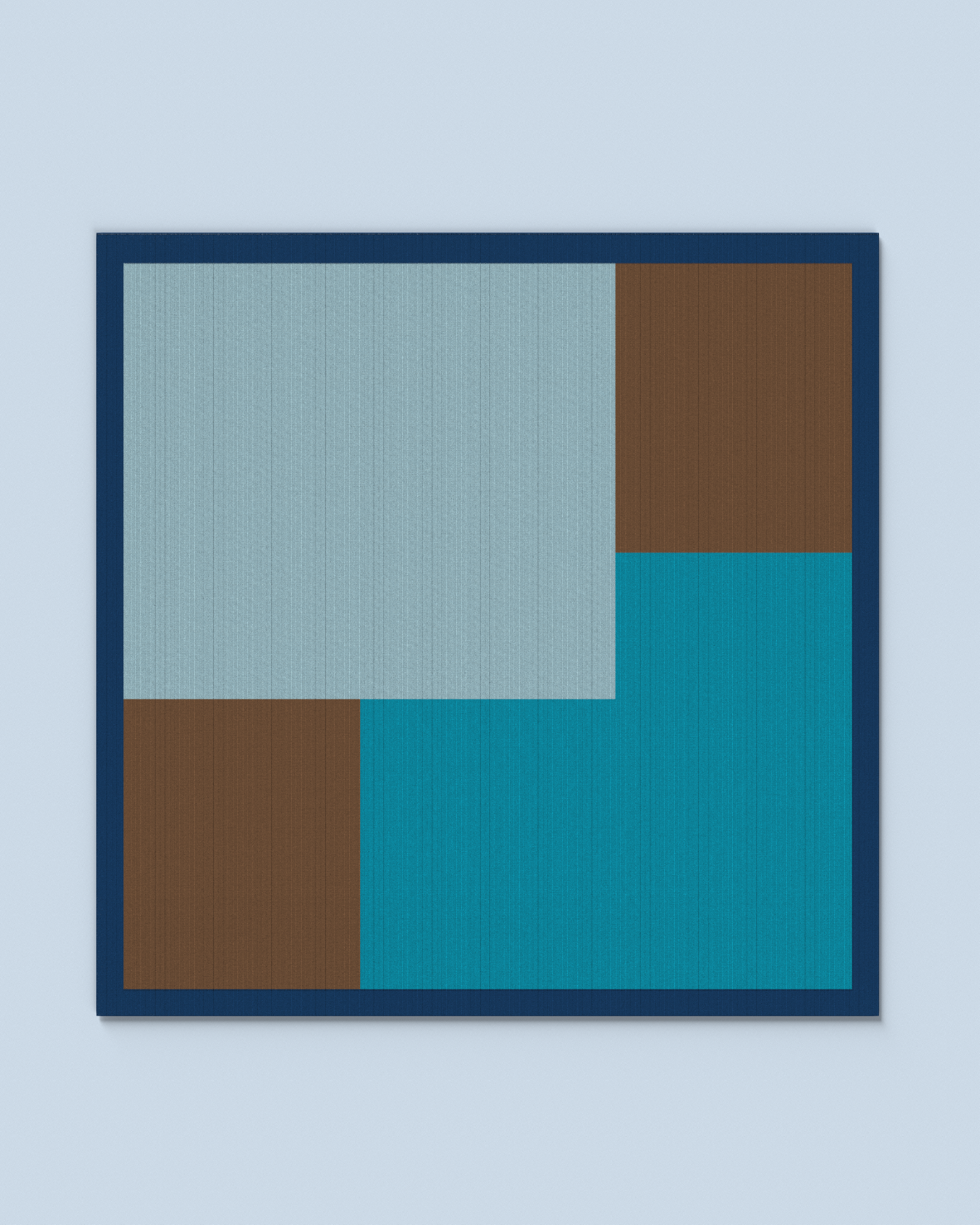 Square Scarf | Light Blue-Turquoise-Camel-Dark Cobalt