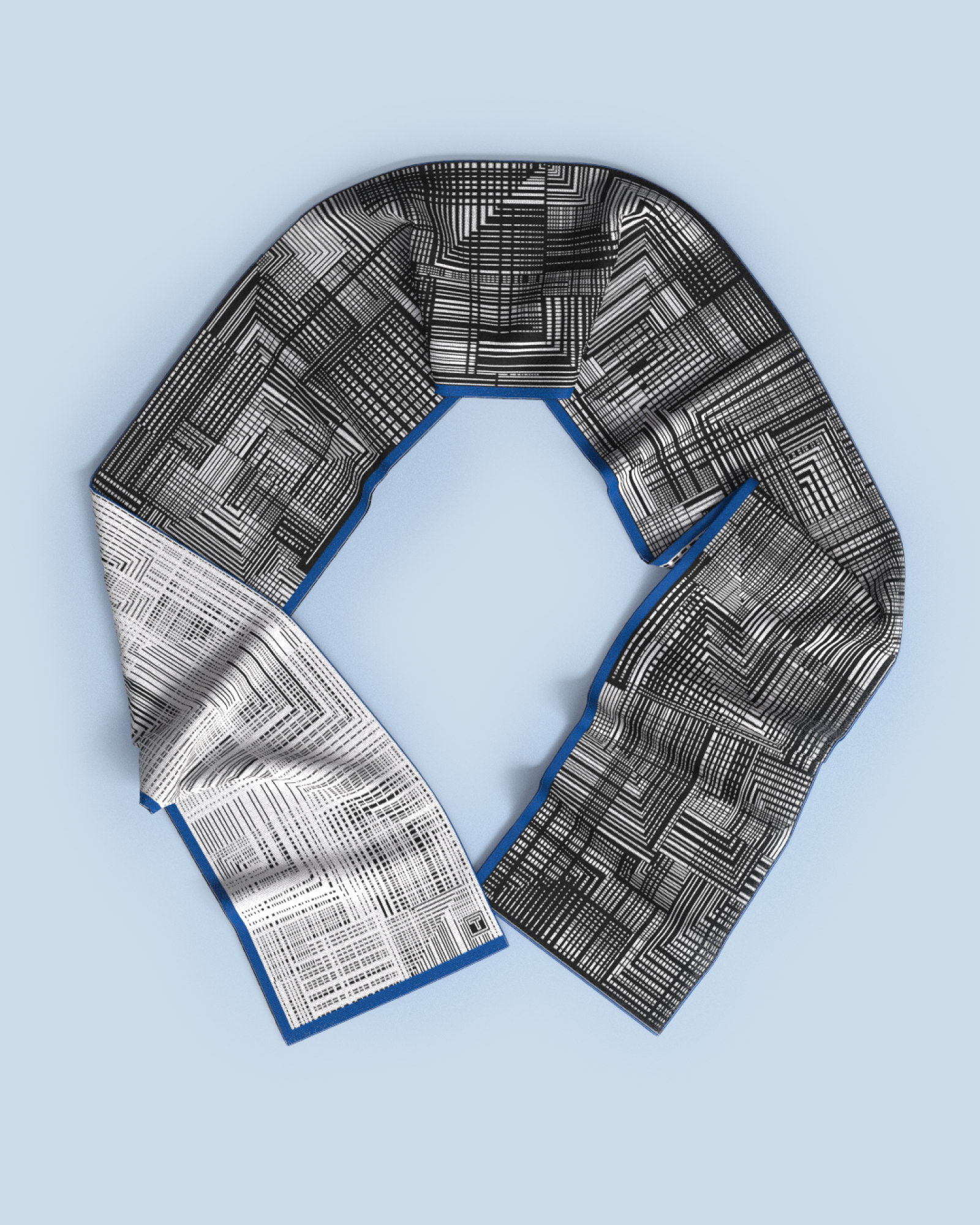 Beta Scarf | Black-White-Cobalt