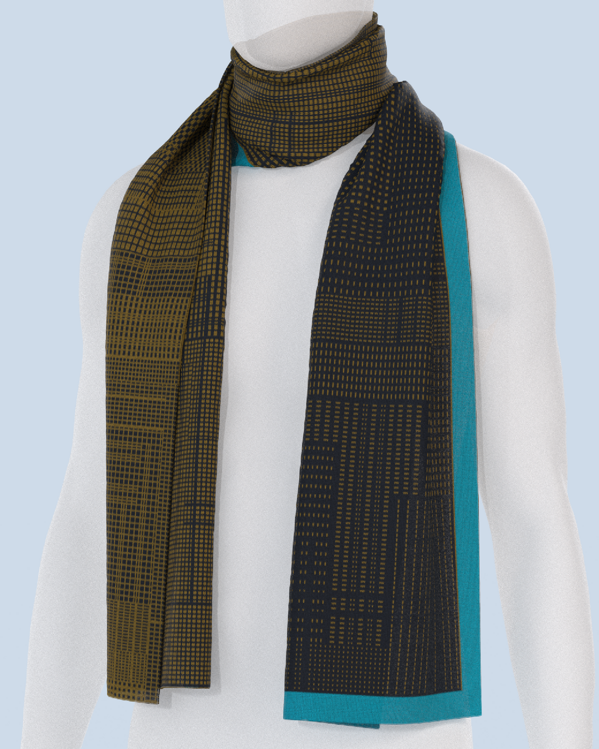 Borealis Scarf | Curry-Navy-Turquoise