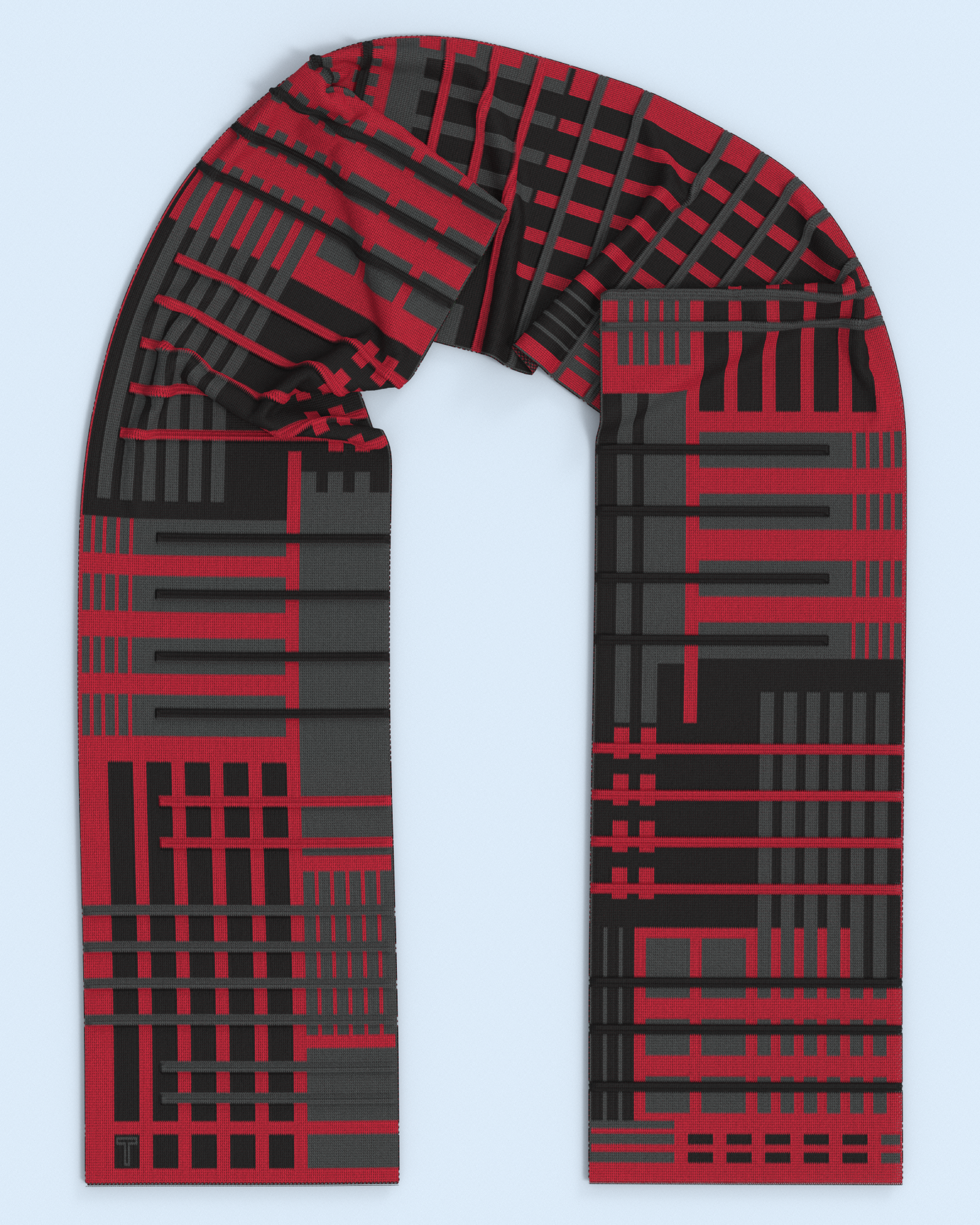 Parallel Scarf | Black-Antra-Red