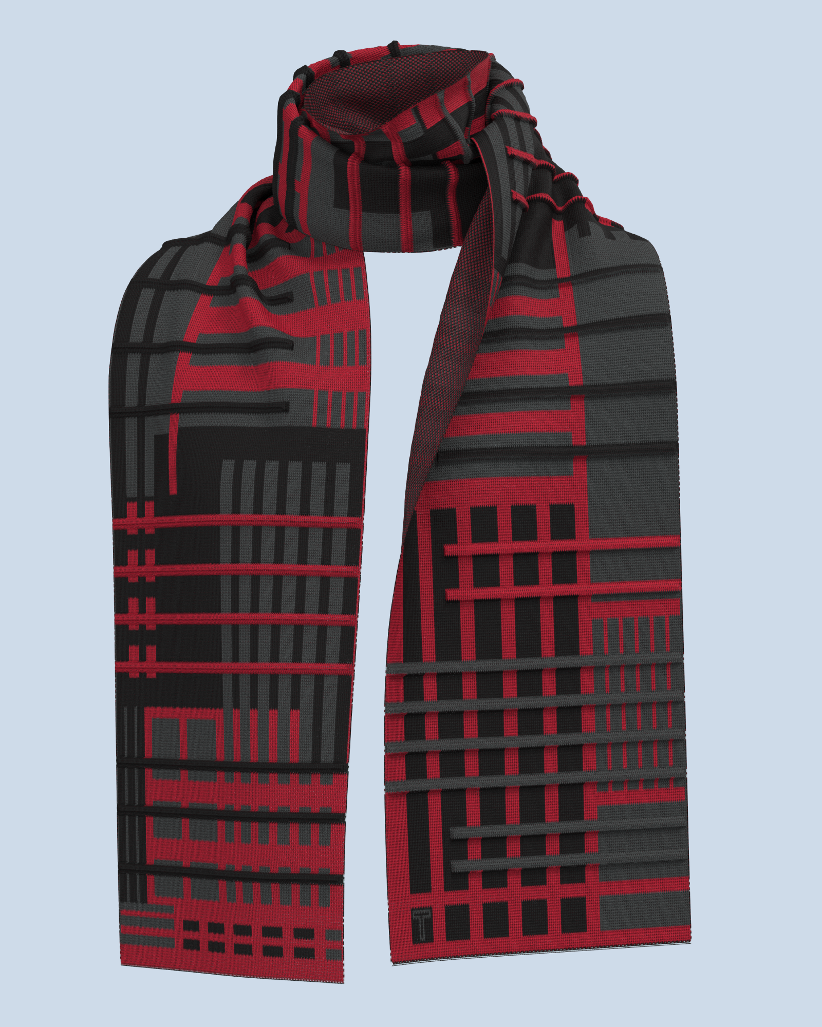 Parallel Scarf | Black-Antra-Red