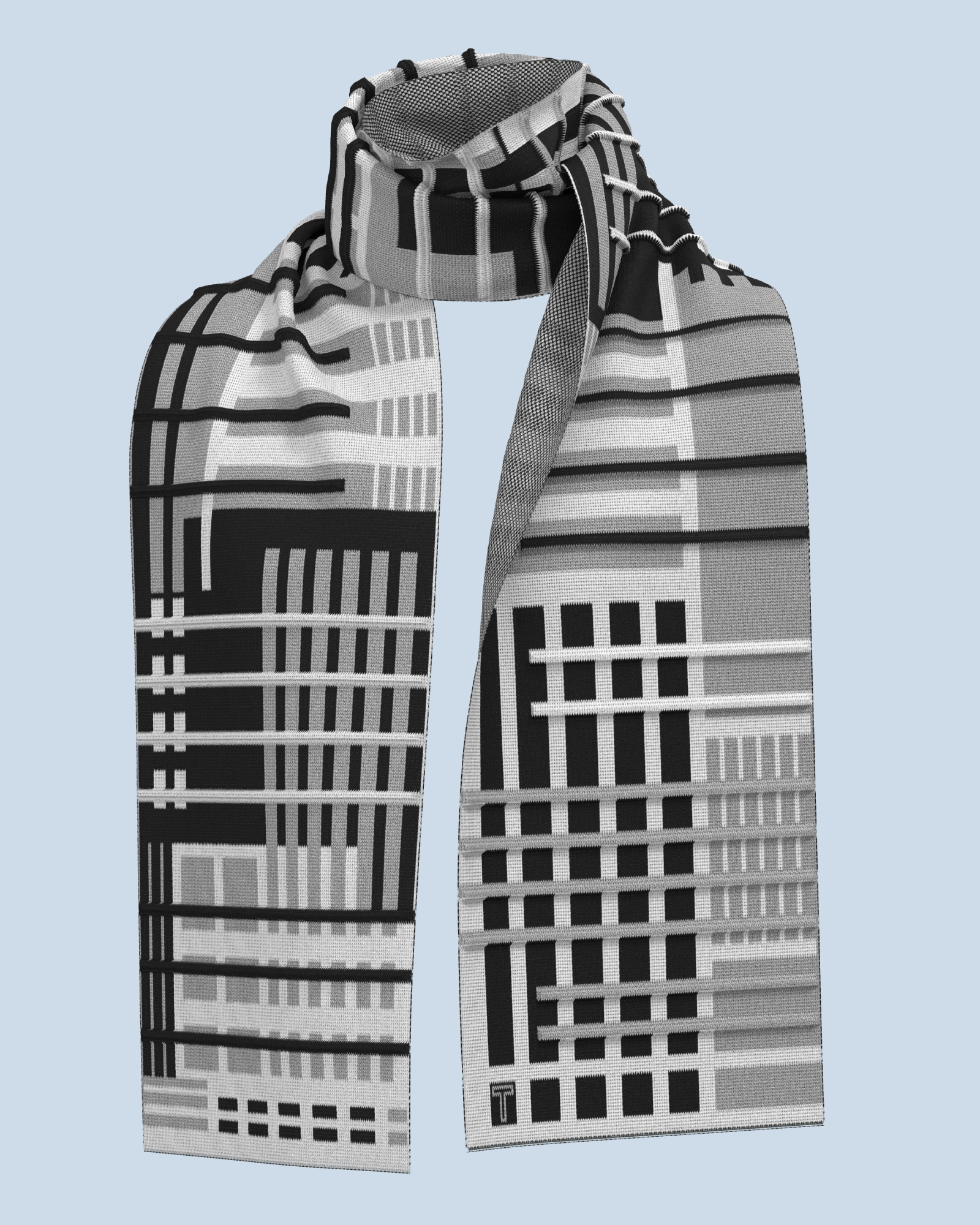 Parallel Scarf | Black-Grey-White