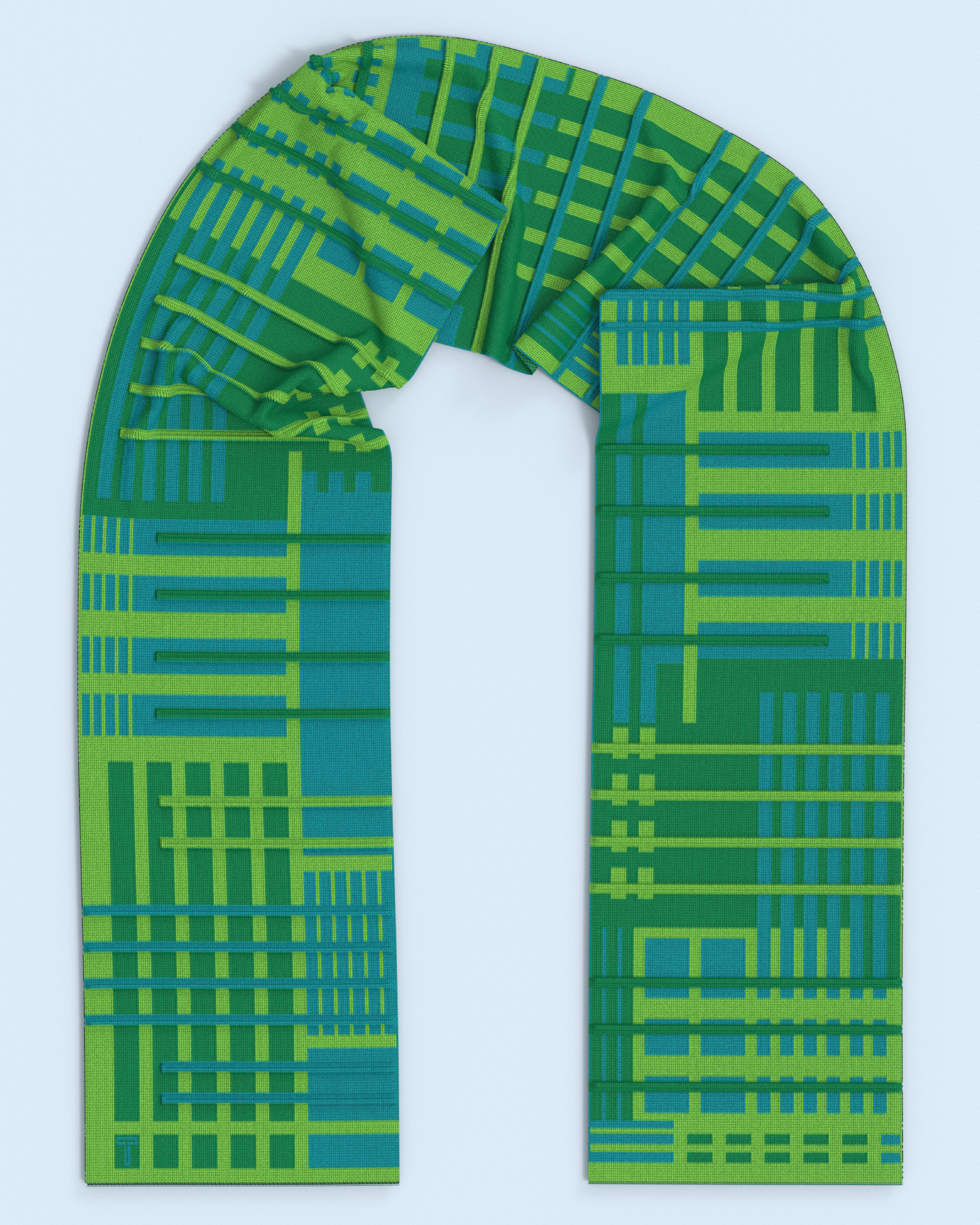 Parallel Scarf | Green-Turquoise-Lime Green