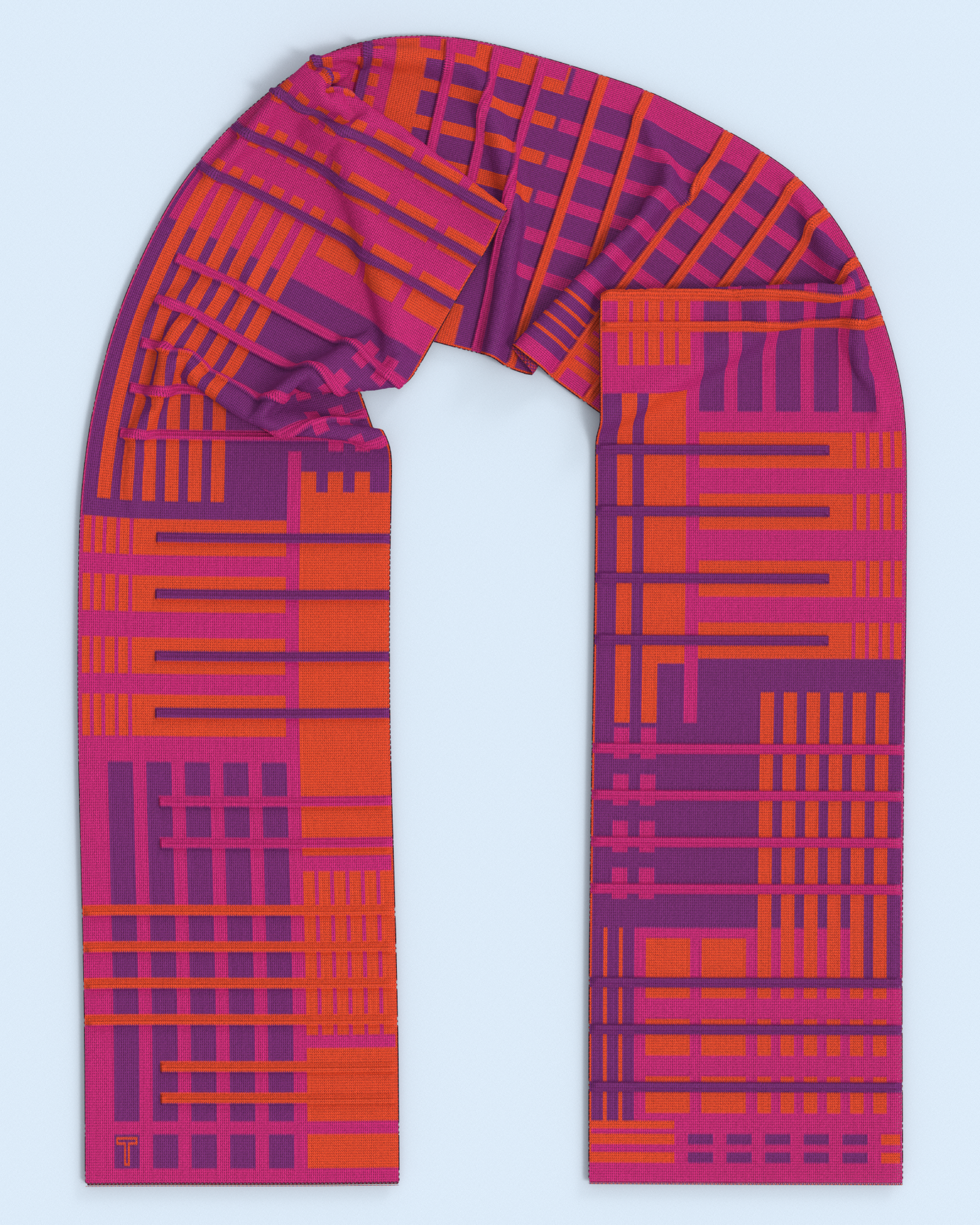 Parallel Scarf | Violet-Orange-Dark Pink