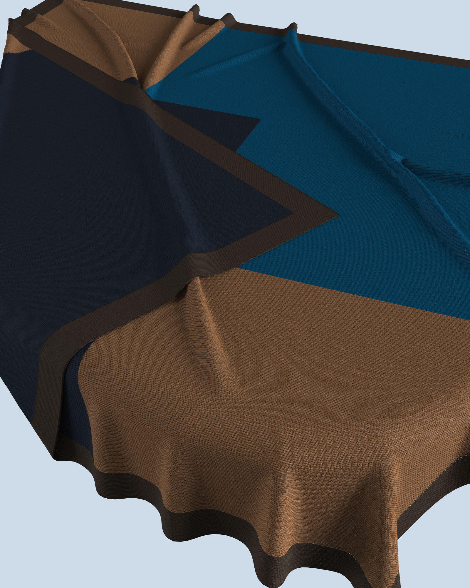 Square Scarf | Navy-Dark Petrol-Camel-Dark Brown