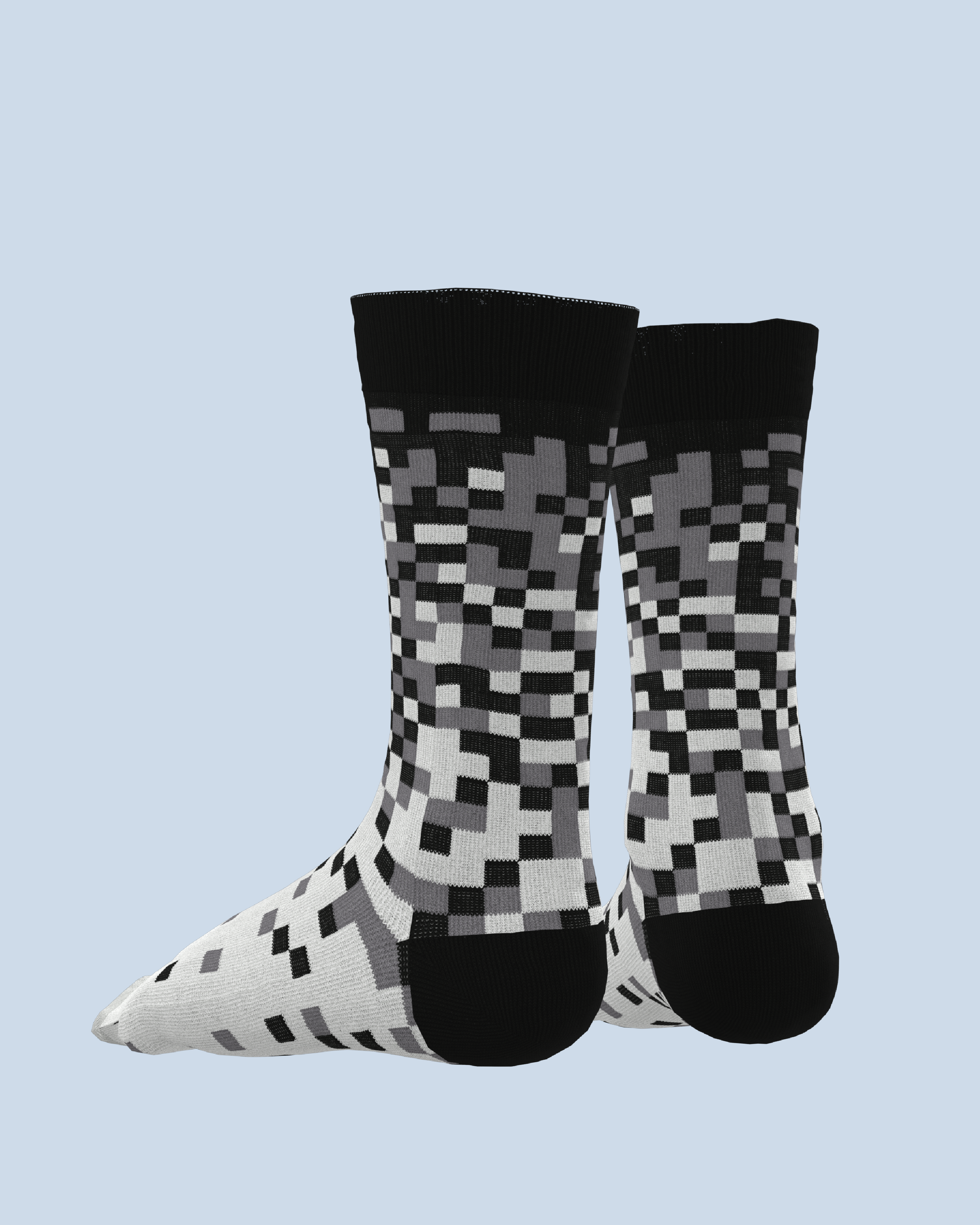 Pixel Socks | Black-Grey-Light Grey