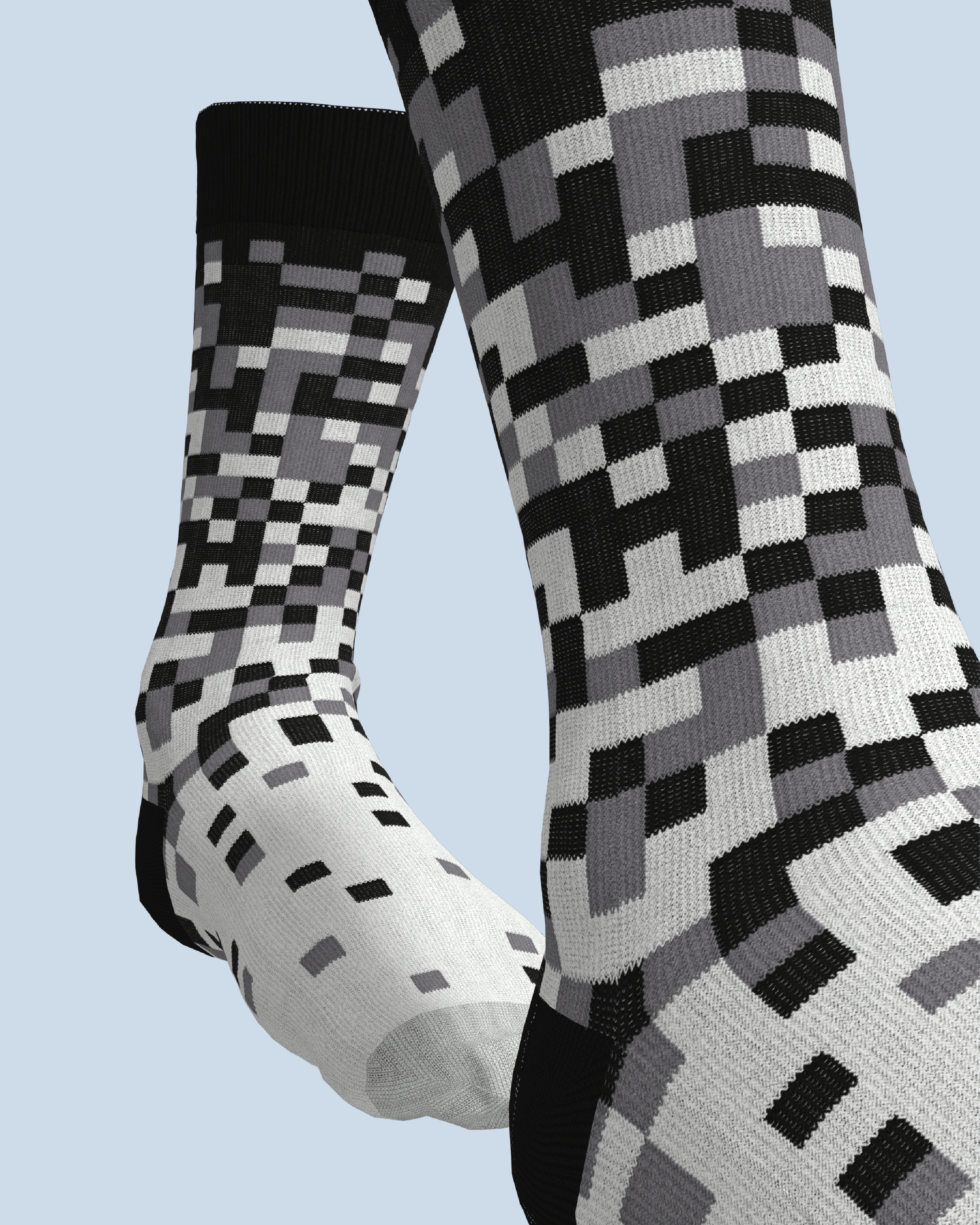 Pixel Socks | Black-Grey-Light Grey