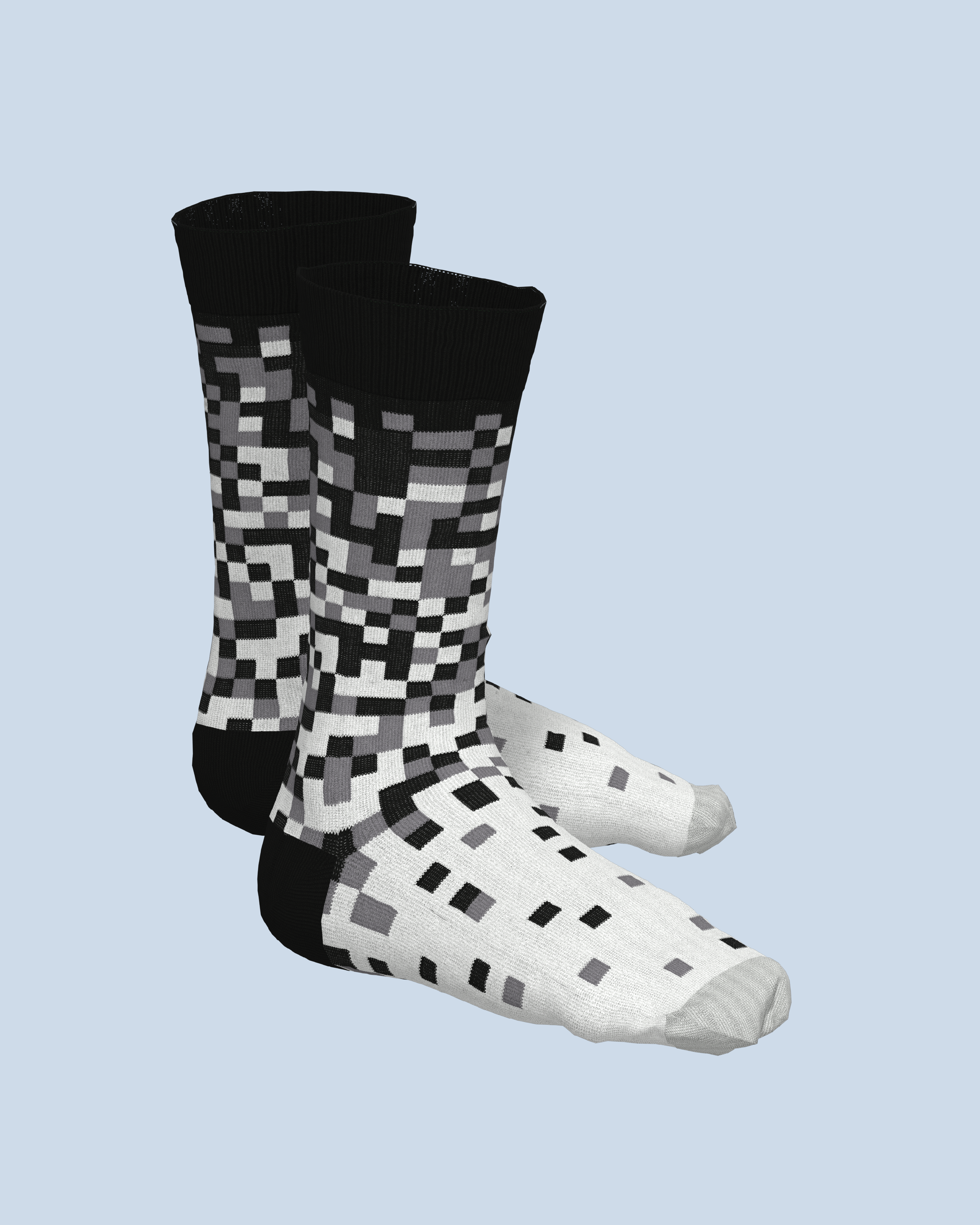 Pixel Socks | Black-Grey-Light Grey