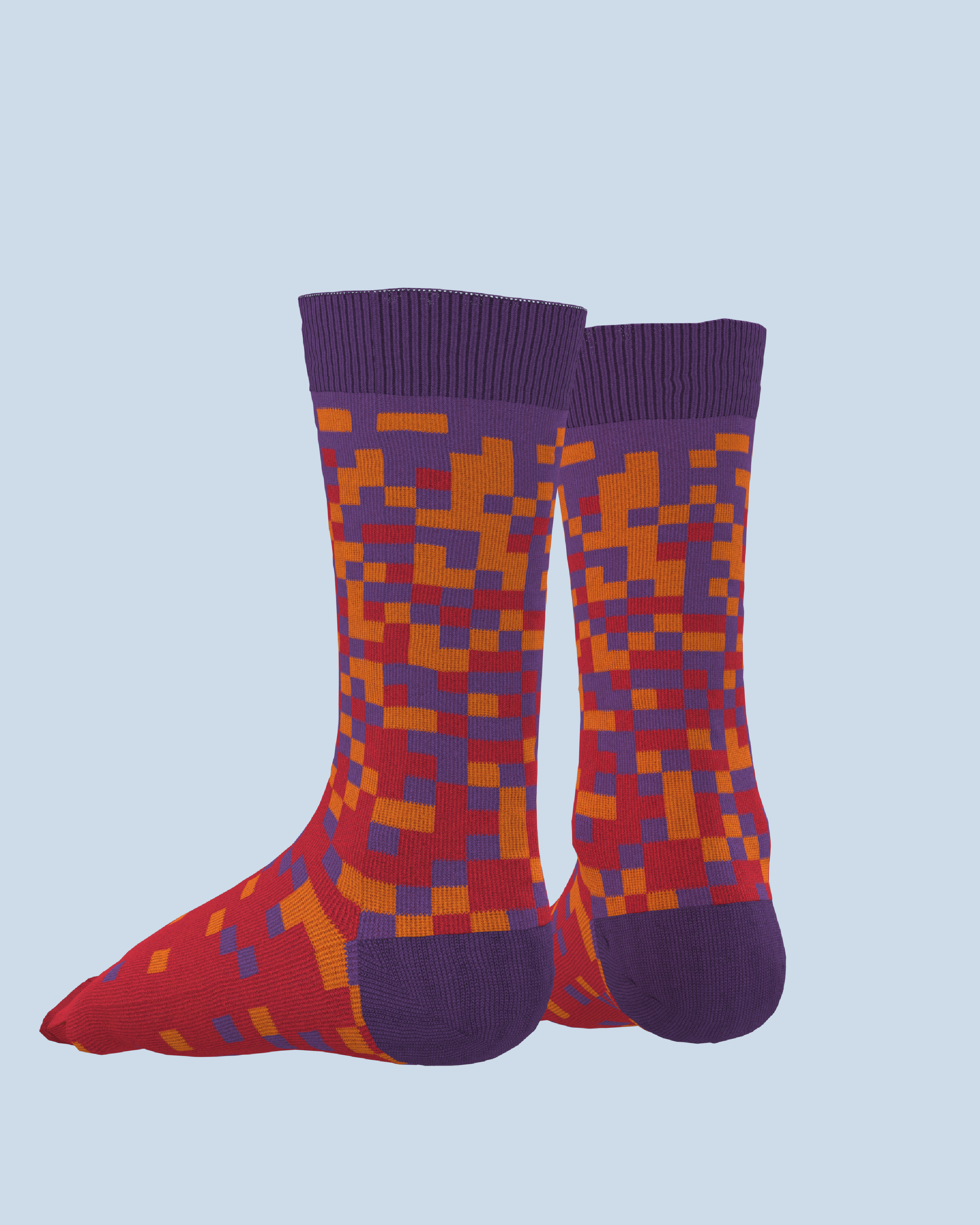 Pixel Socks | Purple-Orange-Red