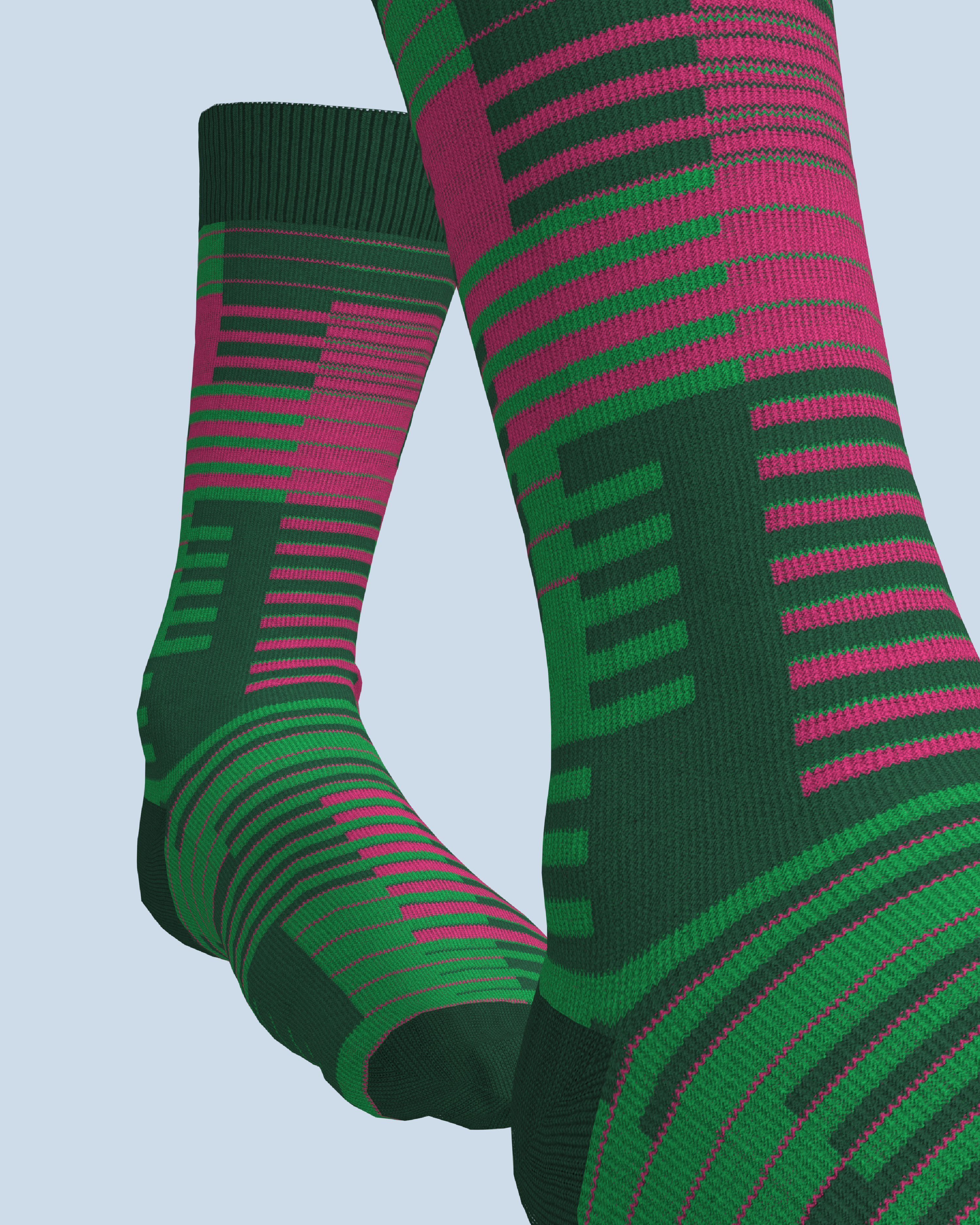 Parallel Socks | Dark Green-Pink-Black Green