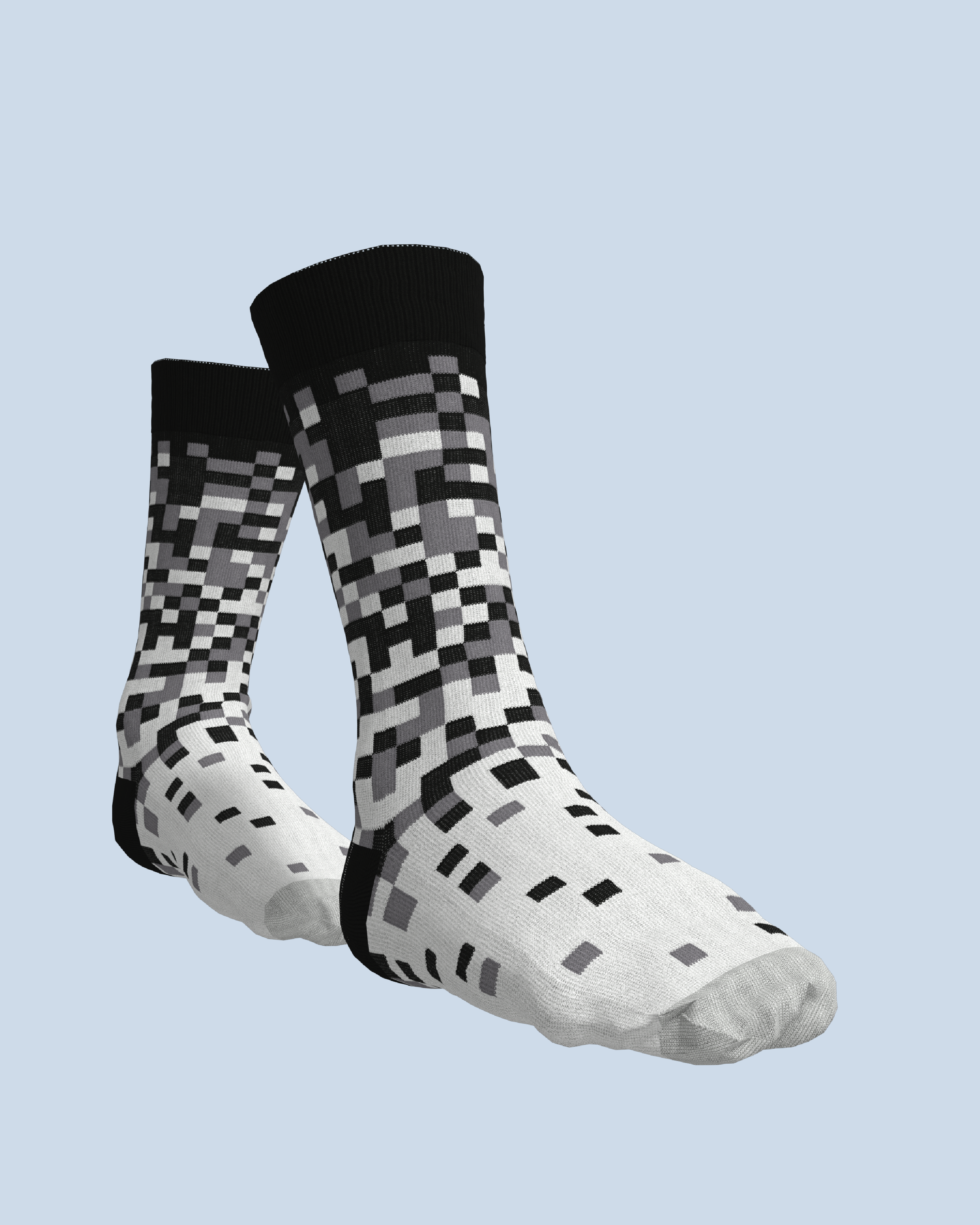Pixel Socks | Black-Grey-Light Grey