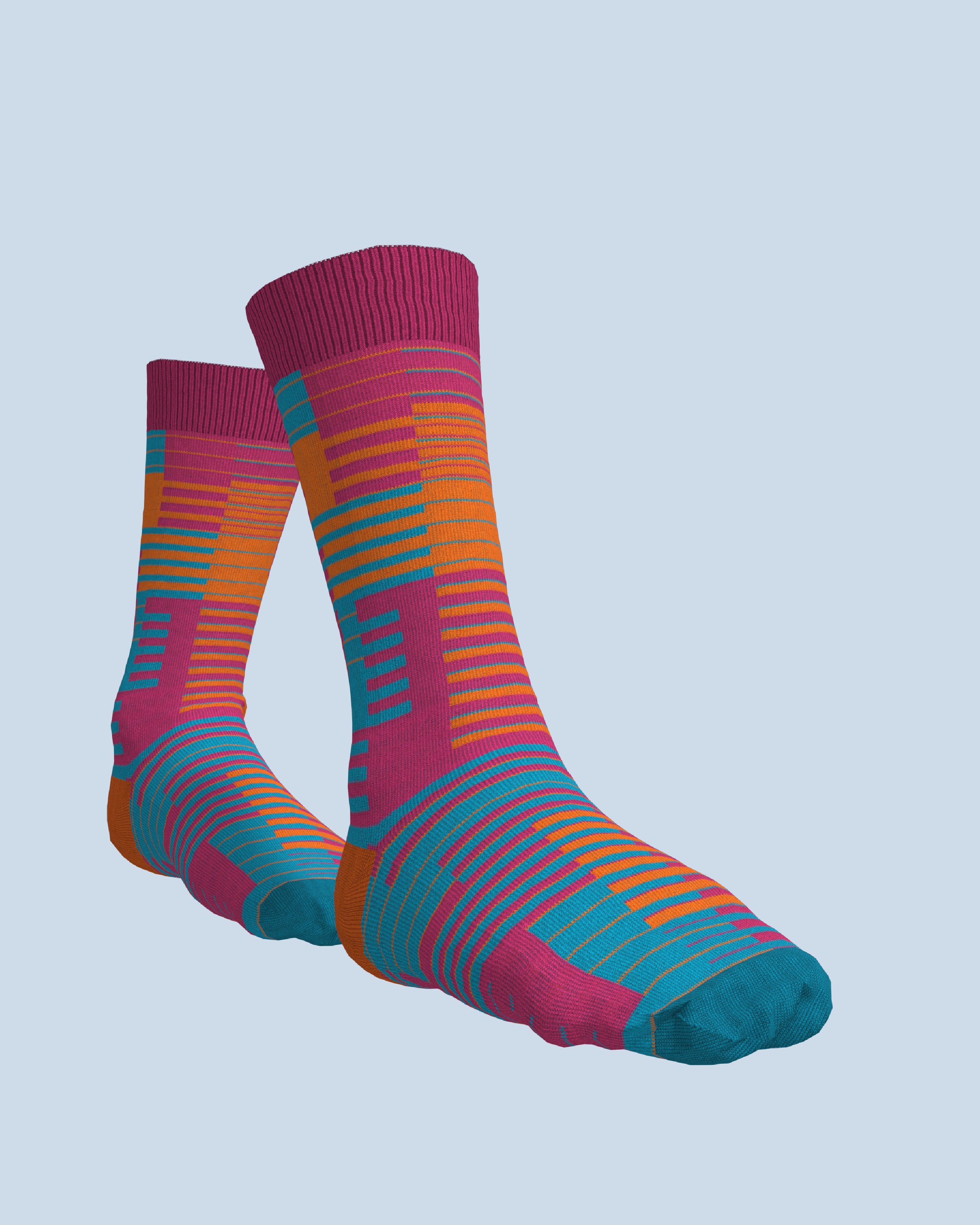 Parallel Socks | Pink-Orange-Turquoise