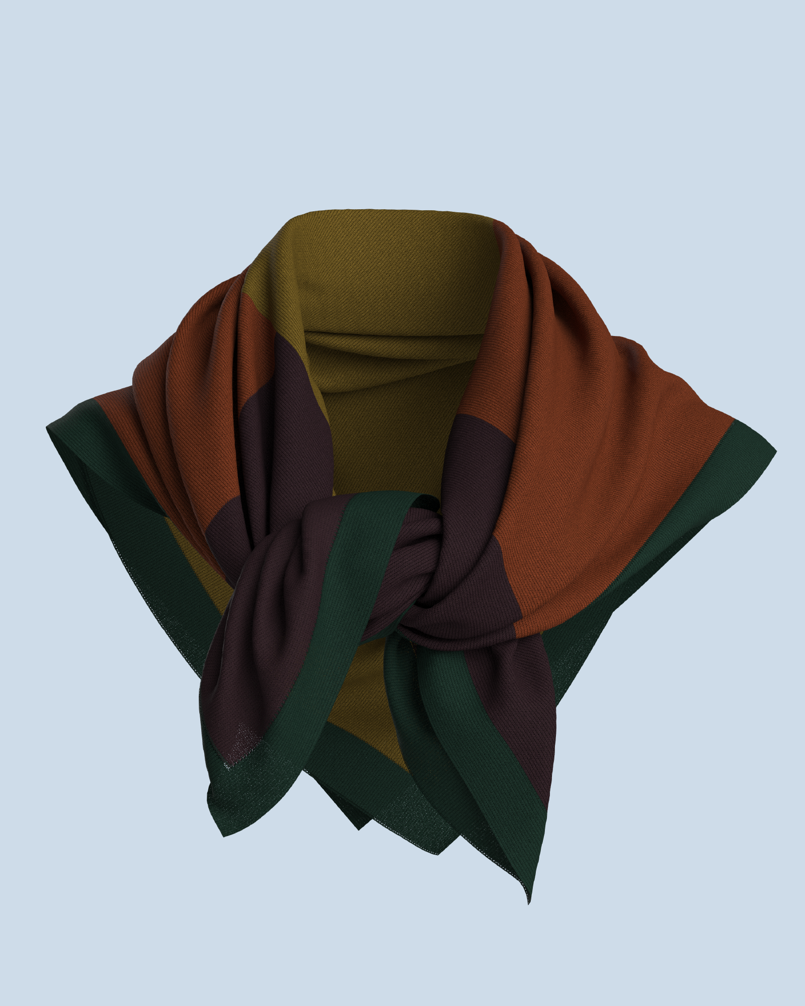Square Scarf | Curry-Rust-Eggplant-Dark Green