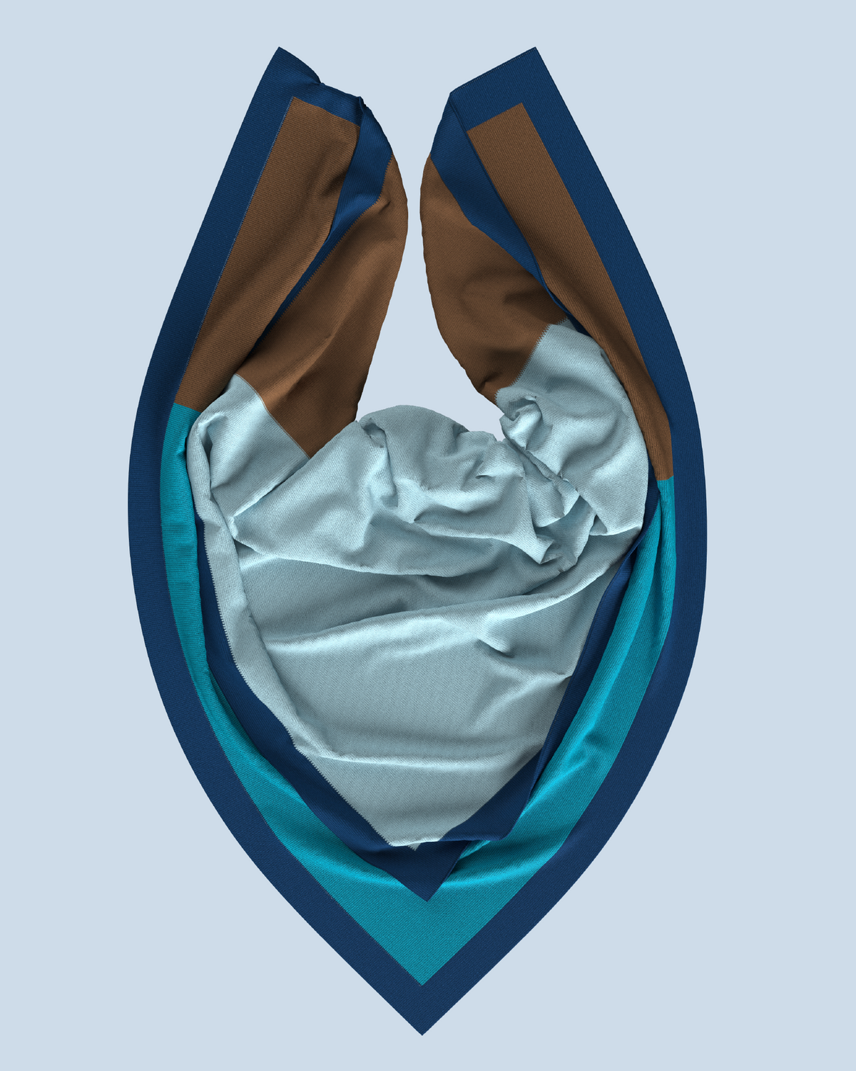 Square Scarf | Light Blue-Turquoise-Camel-Dark Cobalt