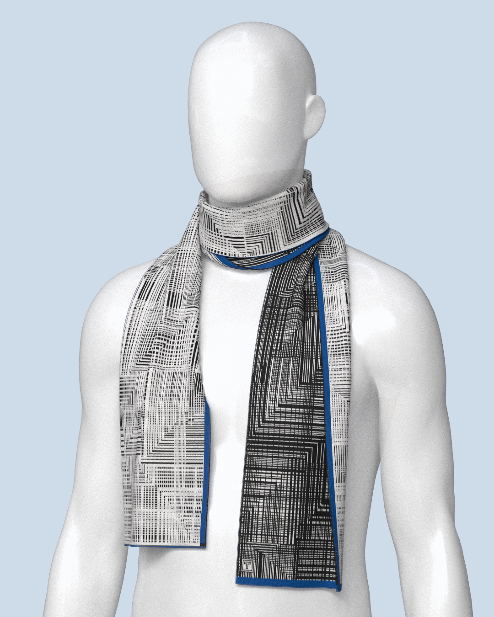 Beta Scarf | Black-White-Cobalt