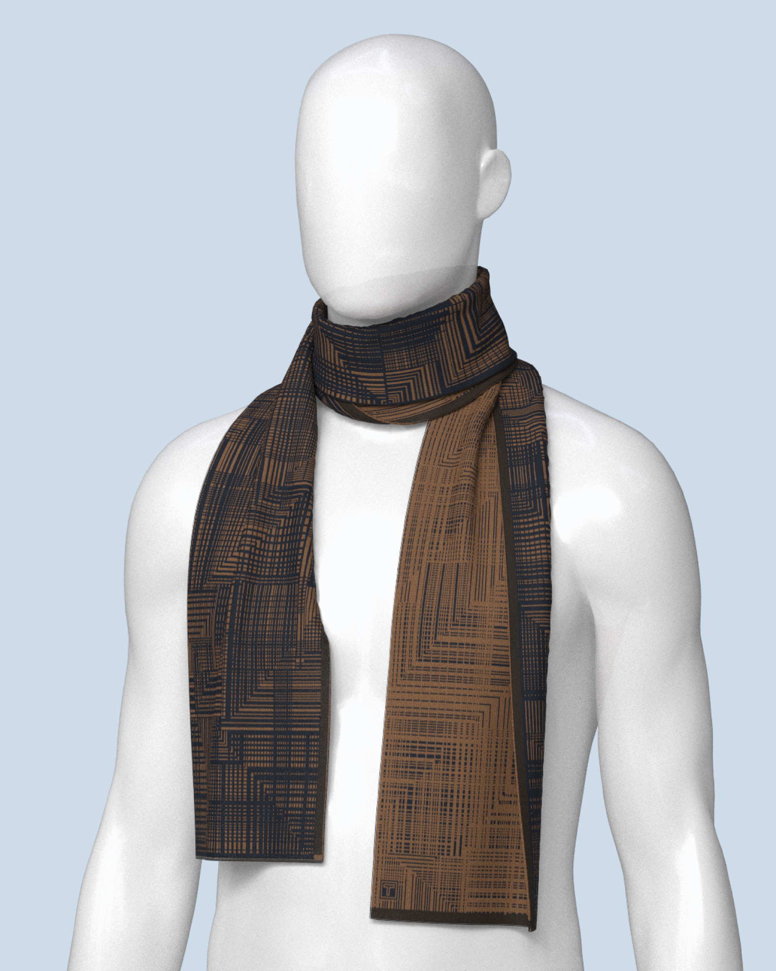 Beta Scarf | Camel-Navy-Dark Brown