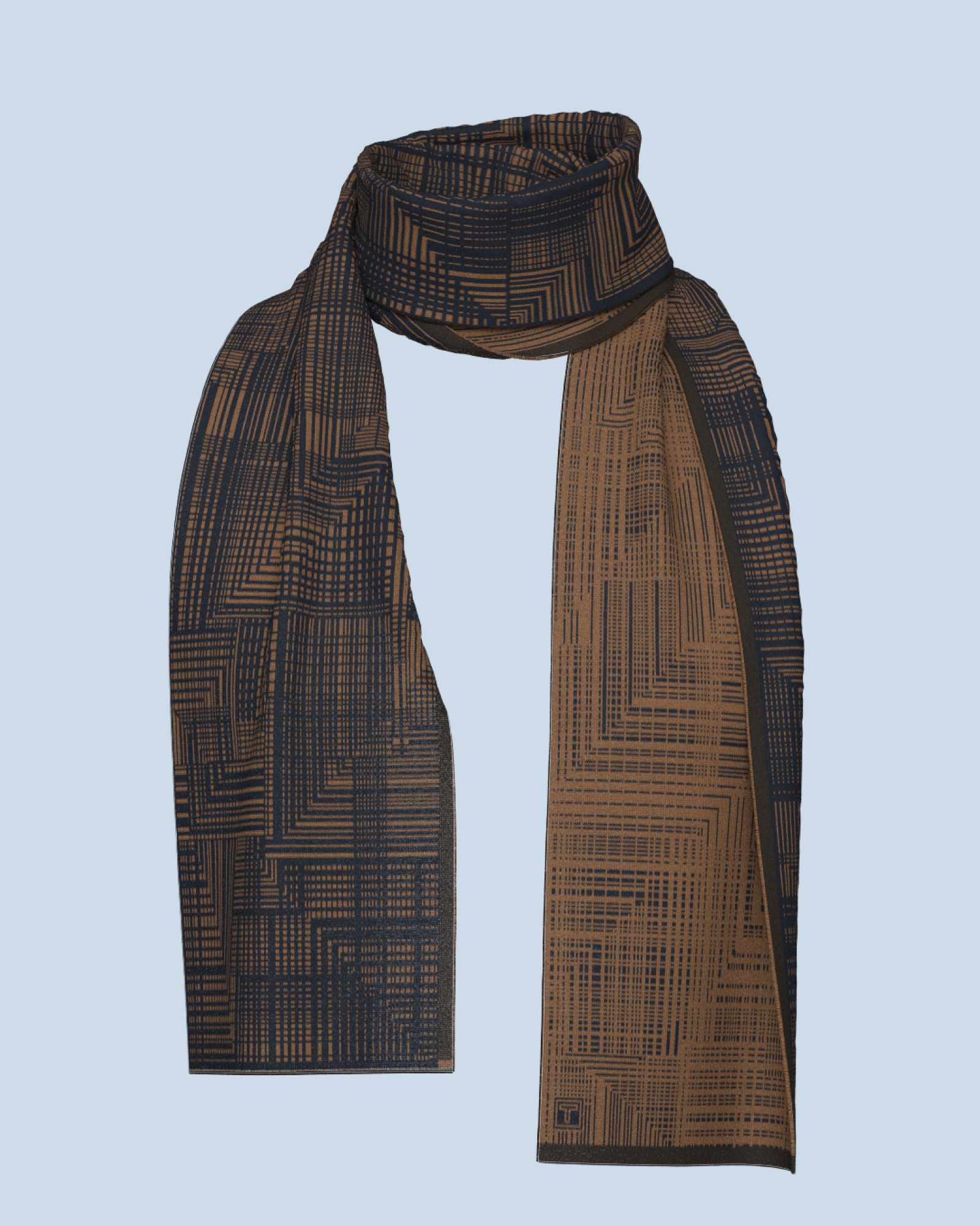 Beta Scarf | Camel-Navy-Dark Brown
