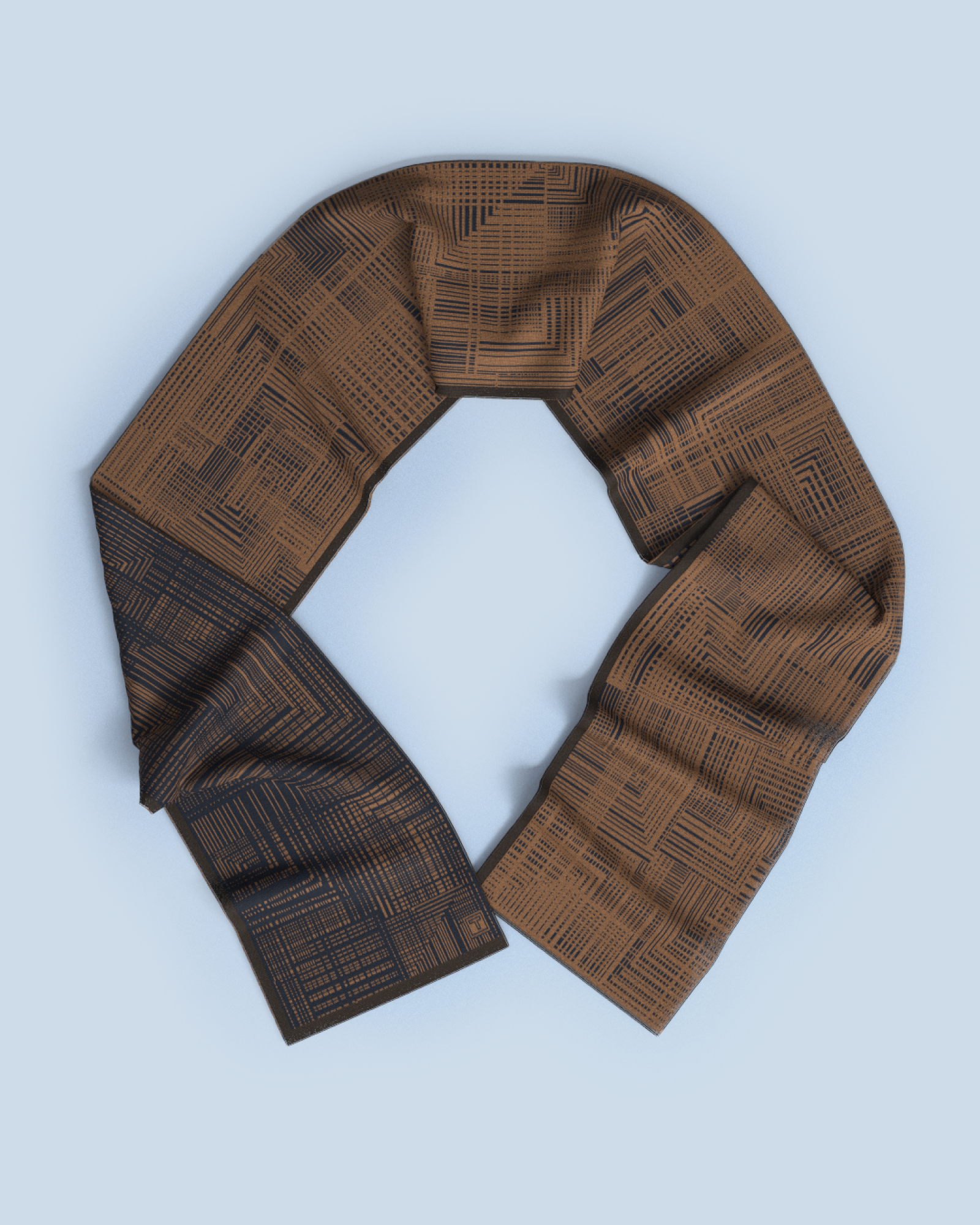 Beta Scarf | Camel-Navy-Dark Brown
