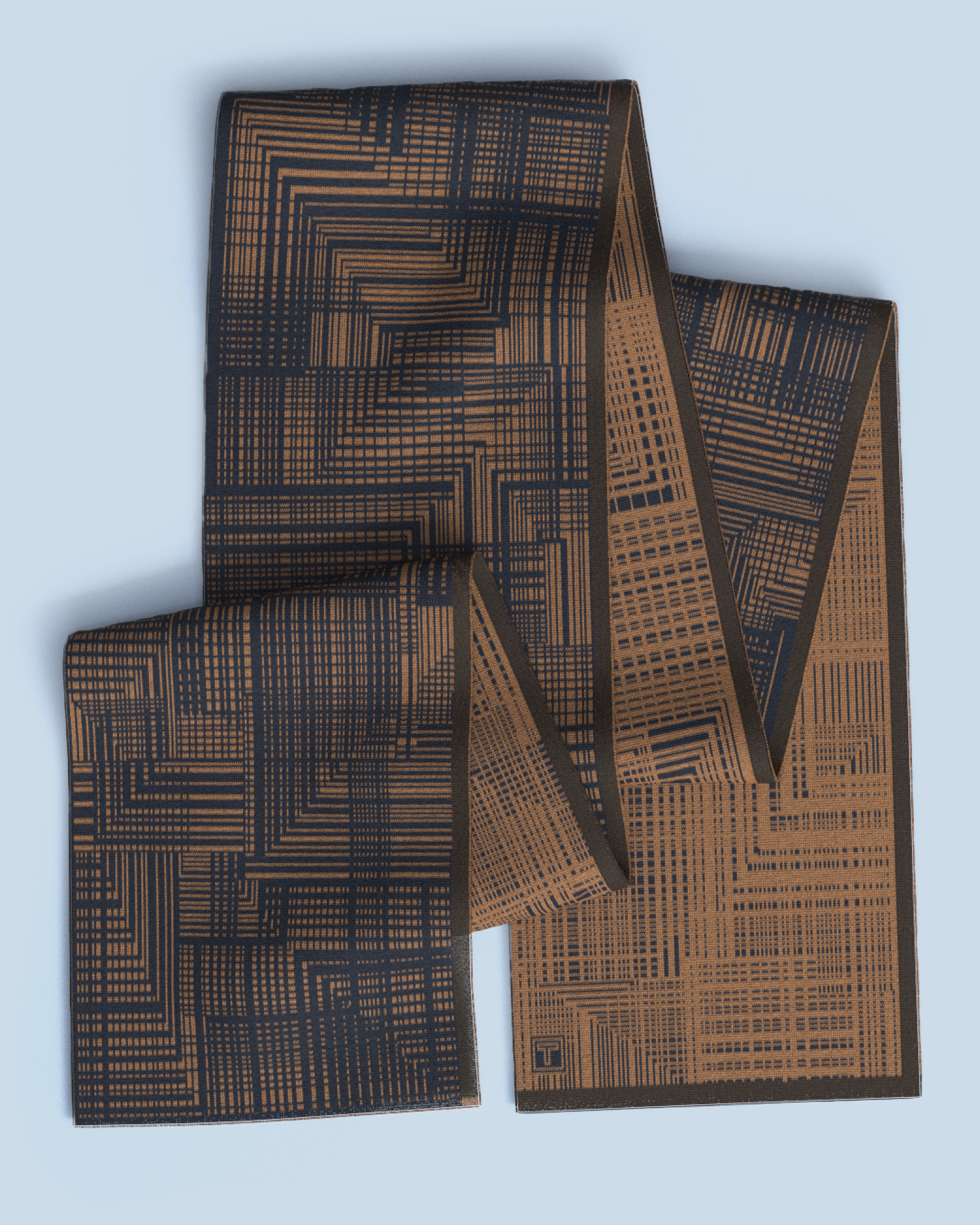 Beta Scarf | Camel-Navy-Dark Brown