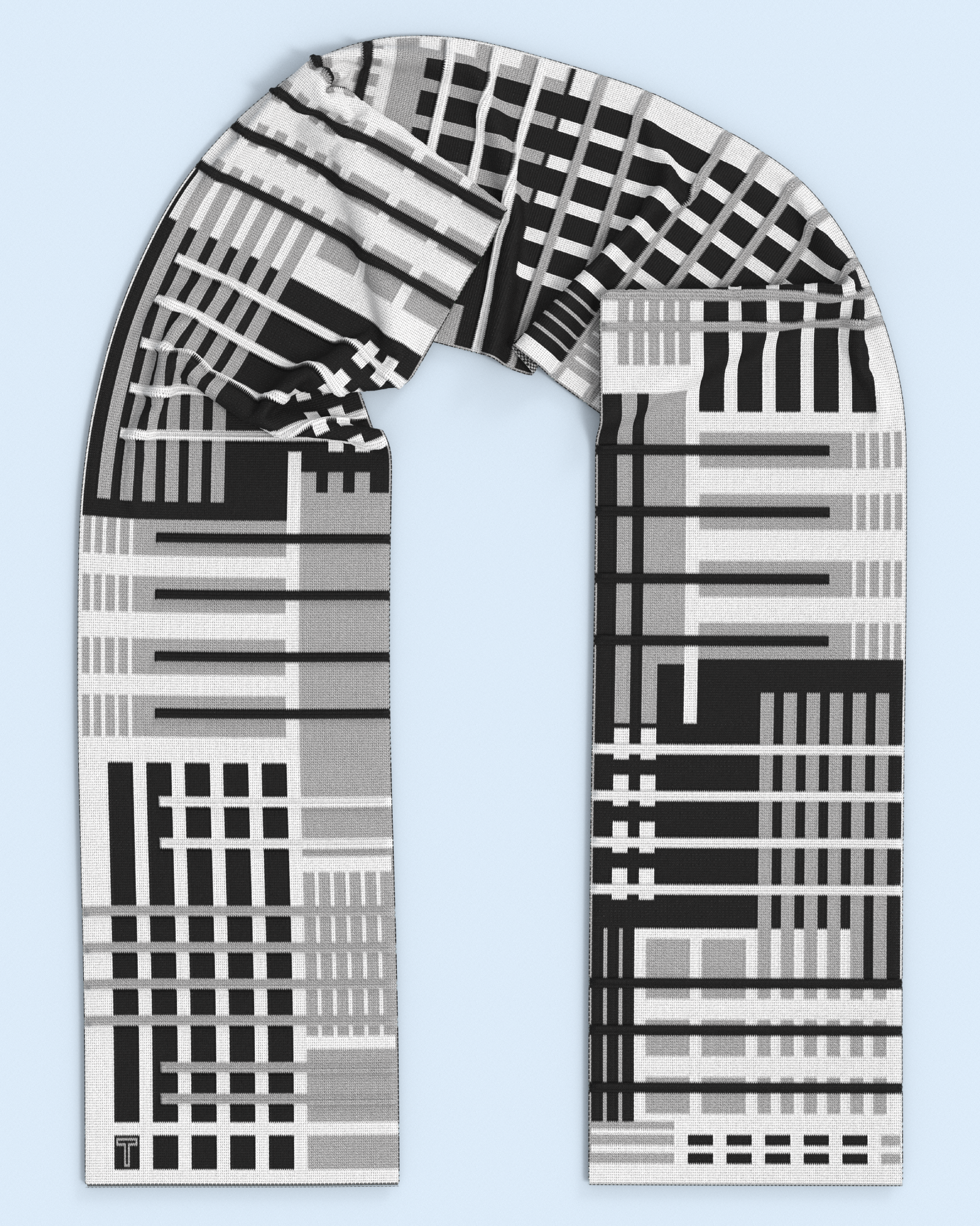 Parallel Scarf | Black-Grey-White