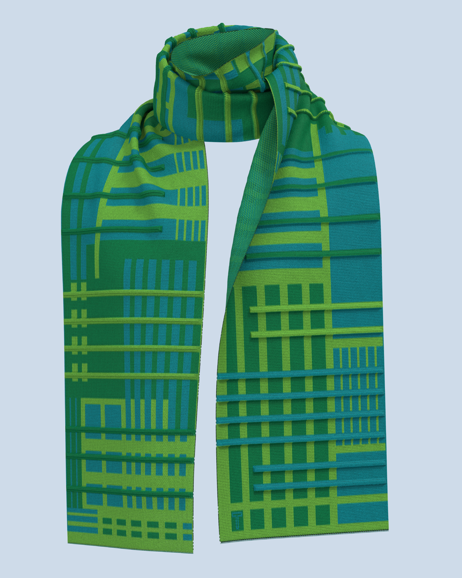 Parallel Scarf | Green-Turquoise-Lime Green