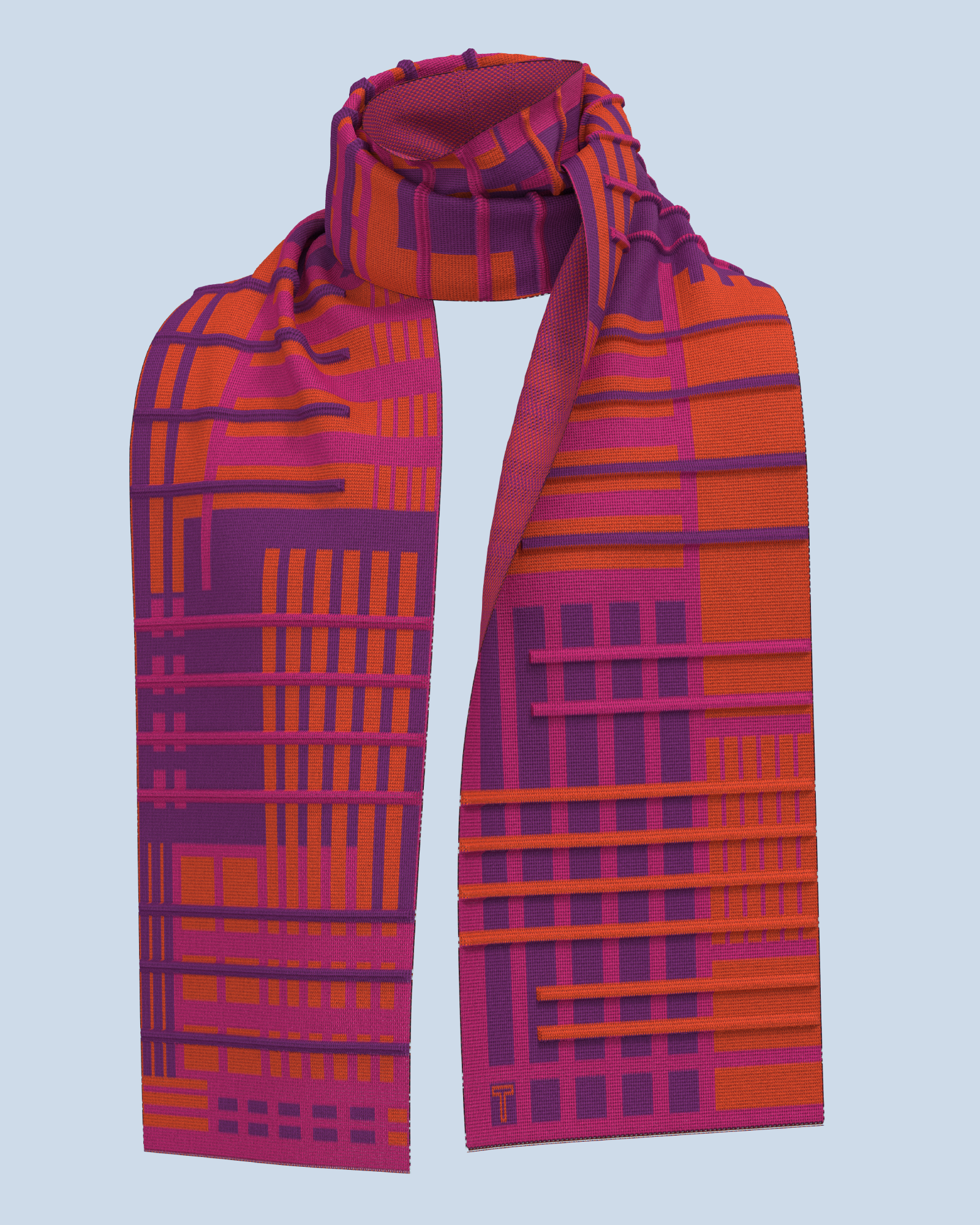 Parallel Scarf | Violet-Orange-Dark Pink