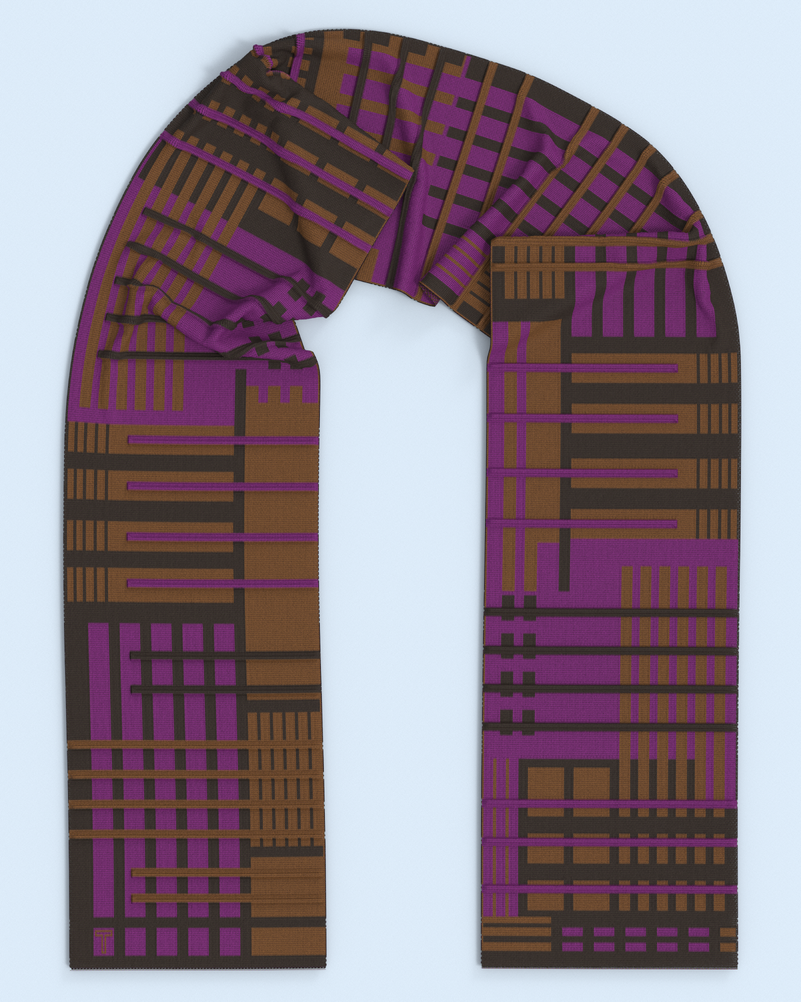 Parallel Scarf | Violet-Tabacco-Dark Brown