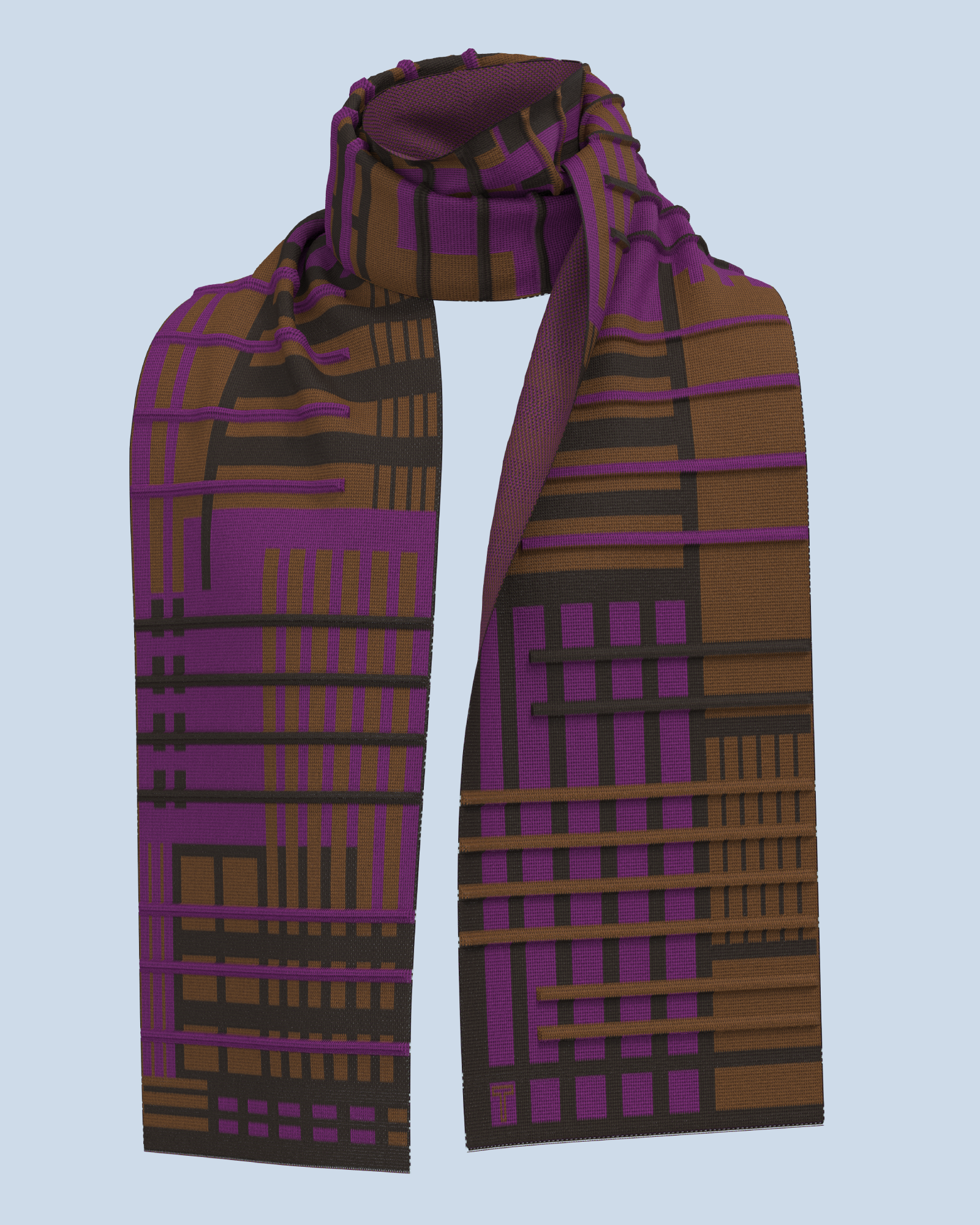 Parallel Scarf | Violet-Tabacco-Dark Brown