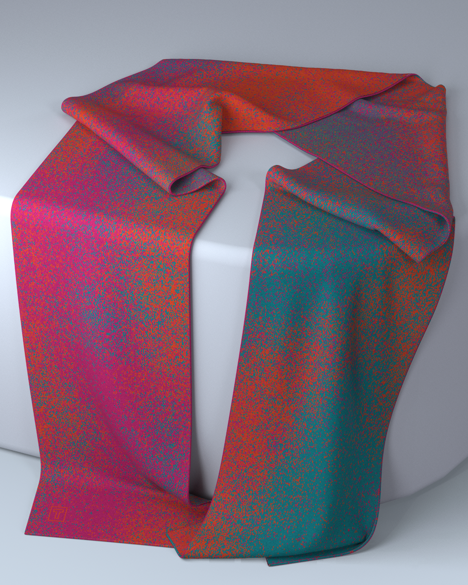 Pixel Scarf | Dark Pink-Orange-Turquoise