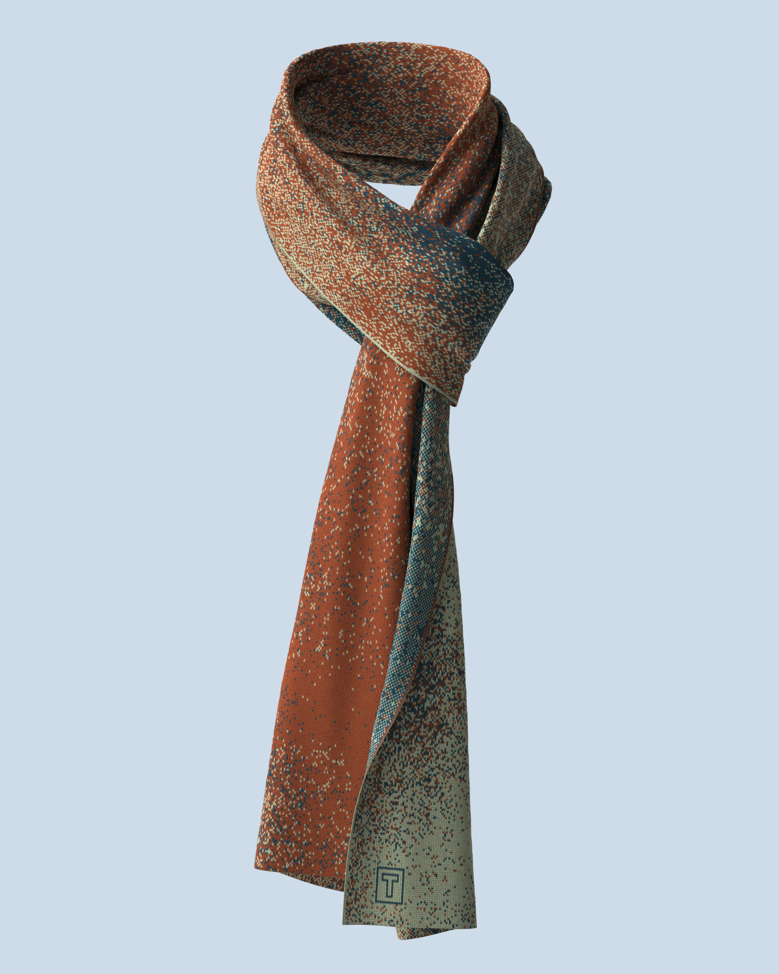 Pixel Scarf | Mint-Dark Petrol-Rust