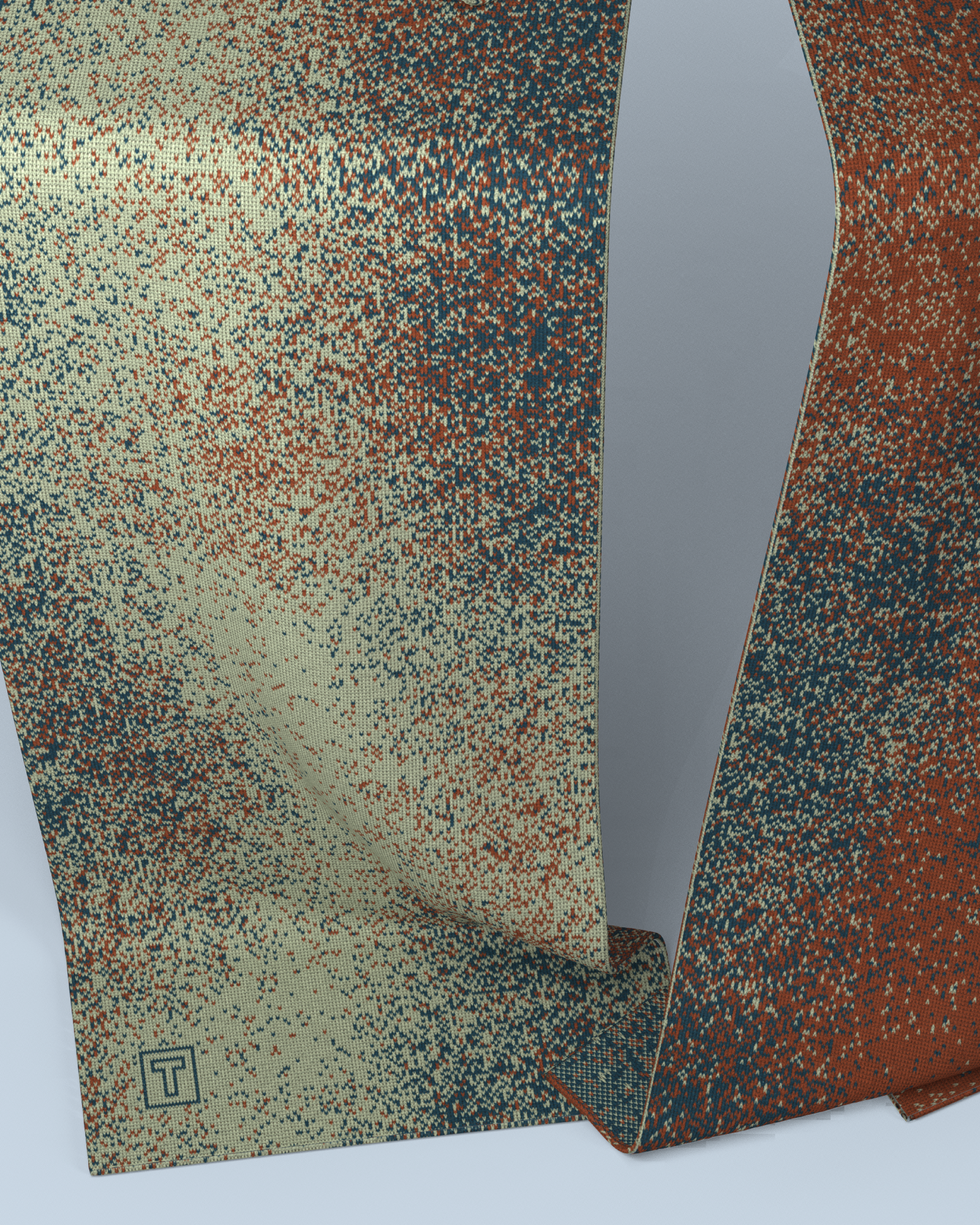 Pixel Scarf | Mint-Dark Petrol-Rust