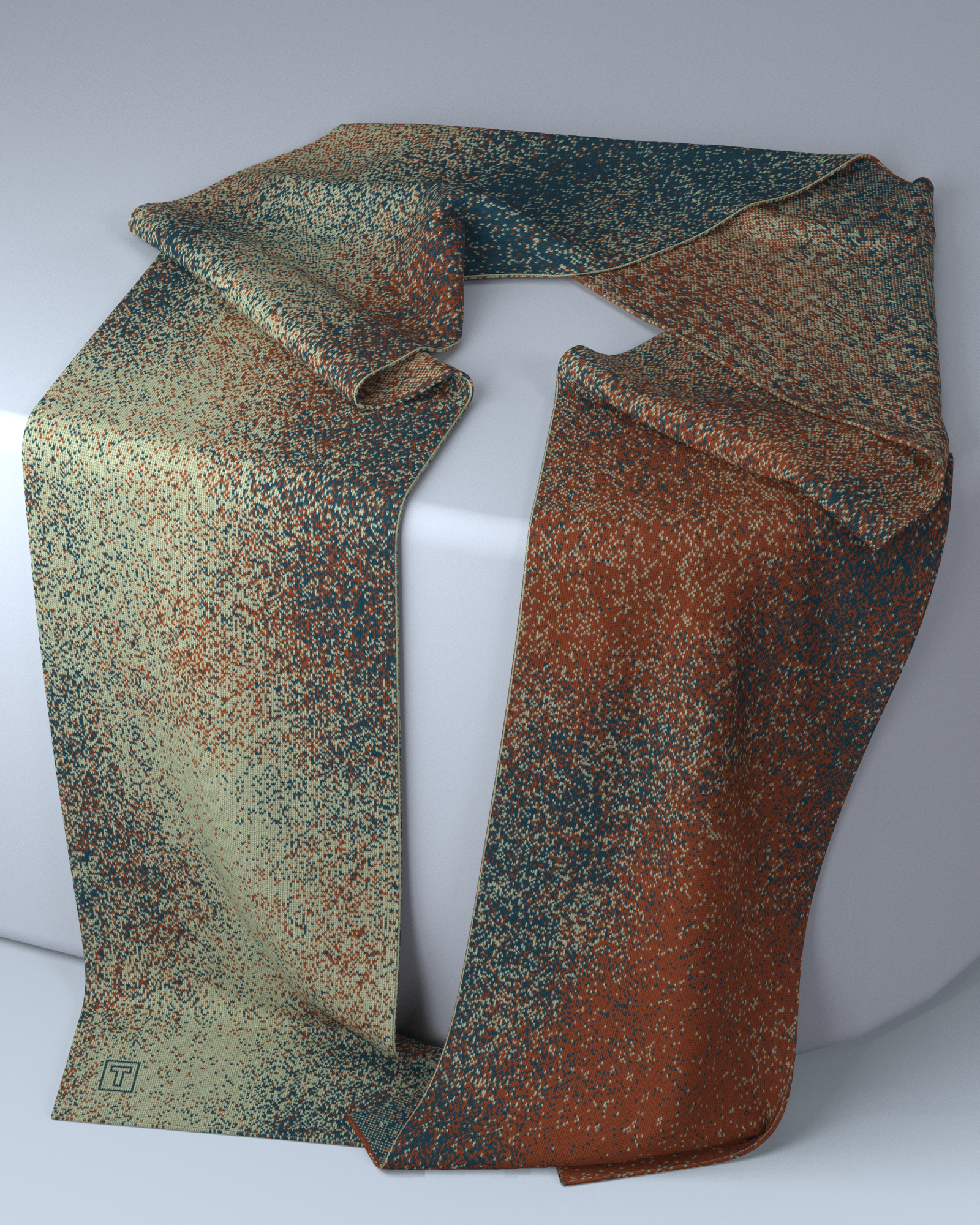 Pixel Scarf | Mint-Dark Petrol-Rust