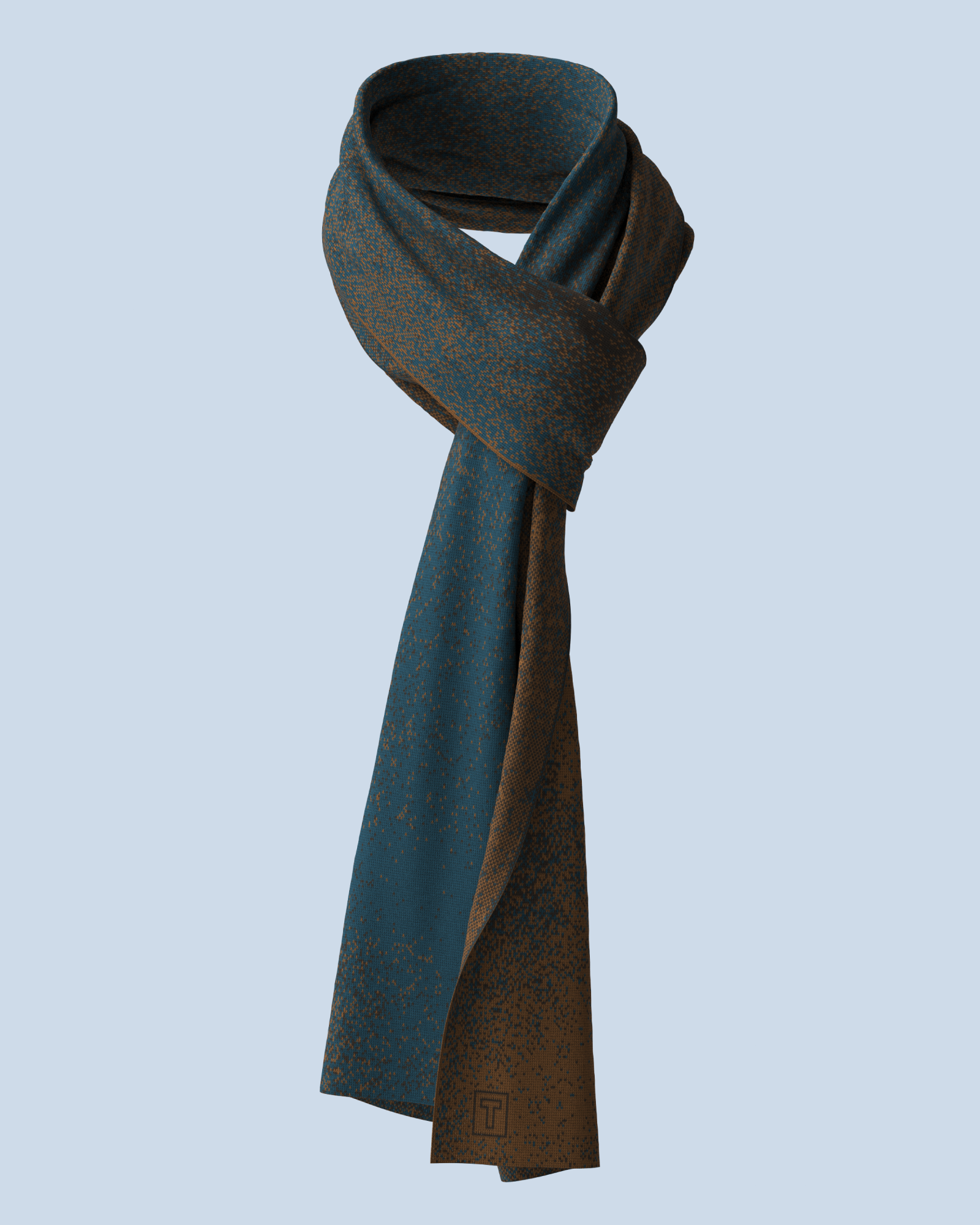 Pixel Scarf | Tabacco-Dark Brown-Dark Petrol