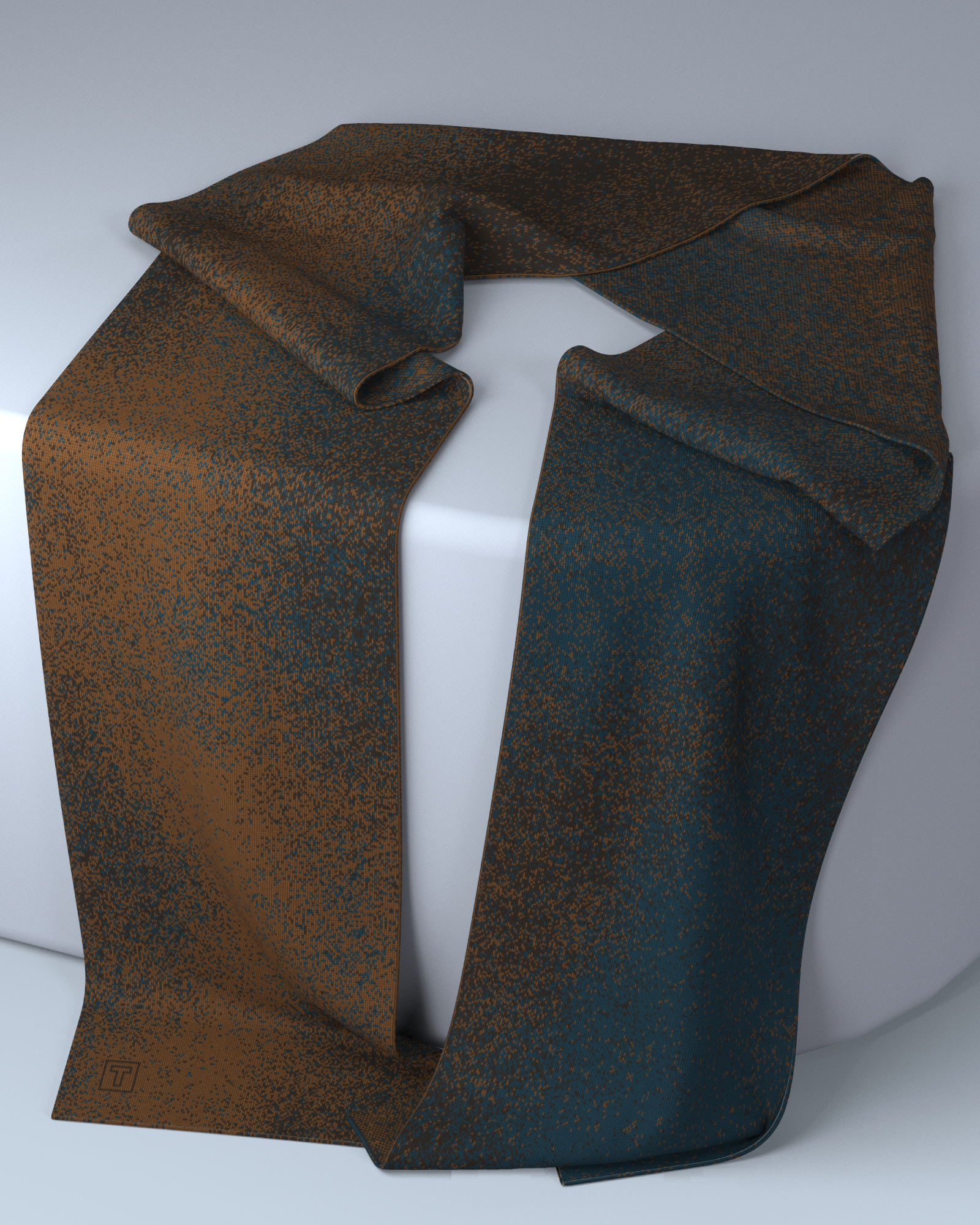 Pixel Scarf | Tabacco-Dark Brown-Dark Petrol