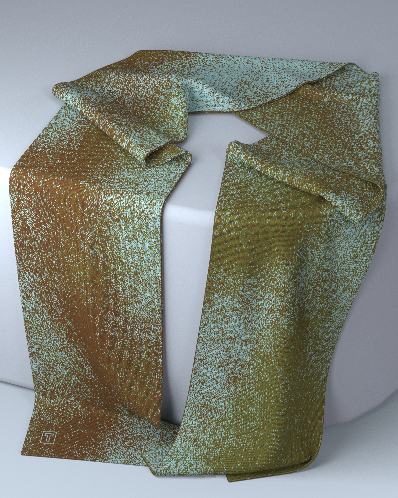 Pixel Scarf | Tabacco-Sky Blue-Army