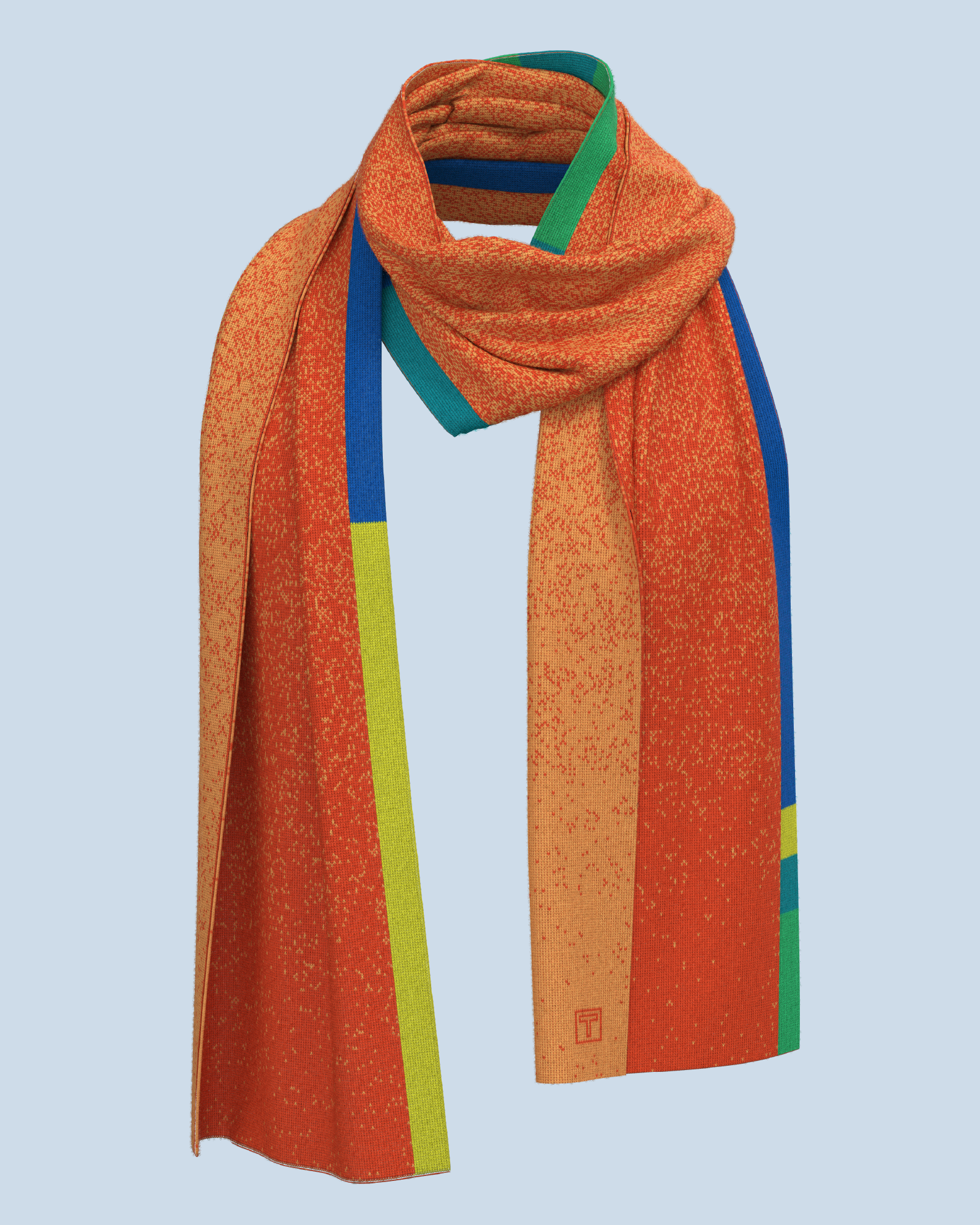 Signal Scarf | Orange-Light Orange-Light Emerald-Turquoise-Lime-Cobalt