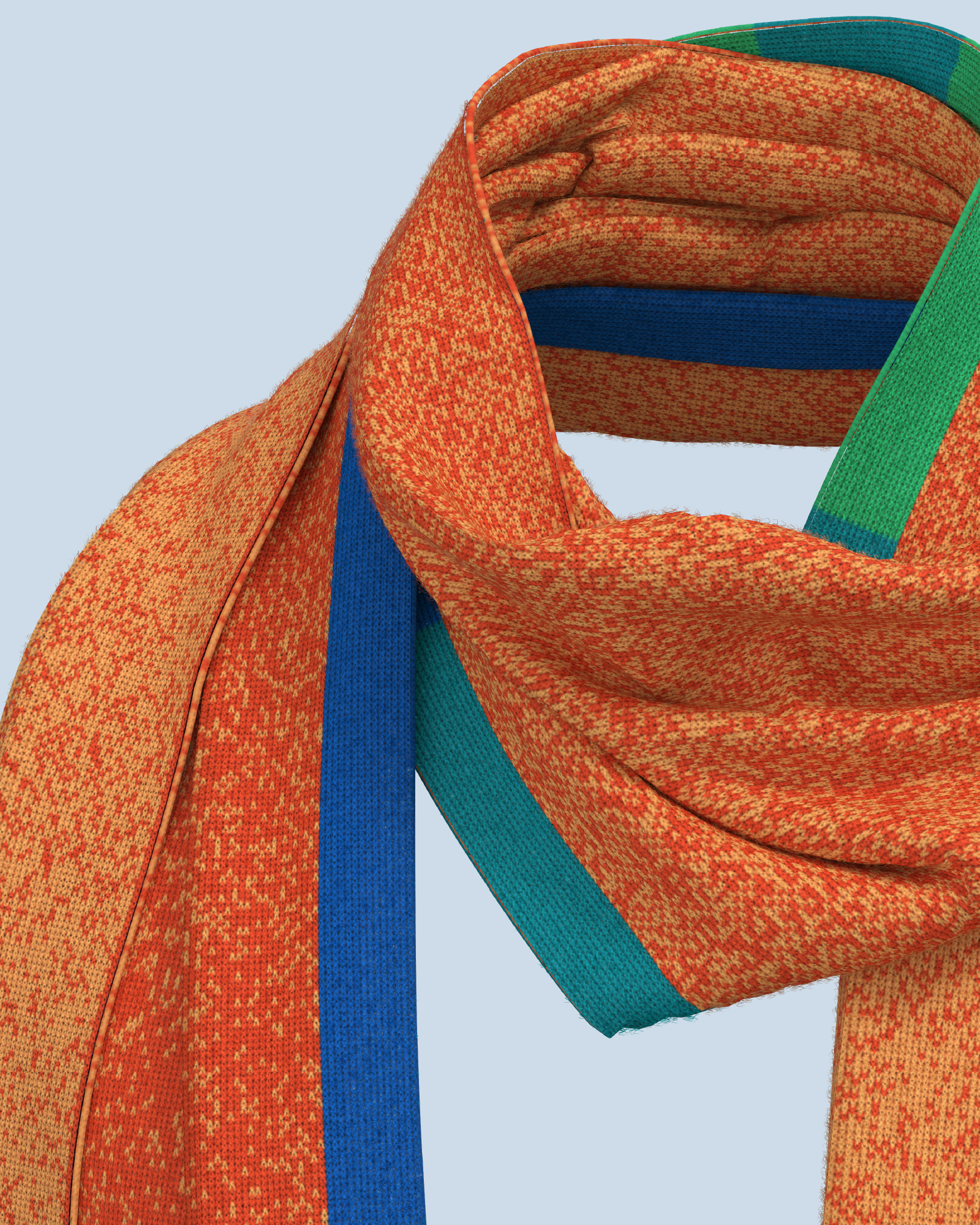 Signal Scarf | Orange-Light Orange-Light Emerald-Turquoise-Lime-Cobalt