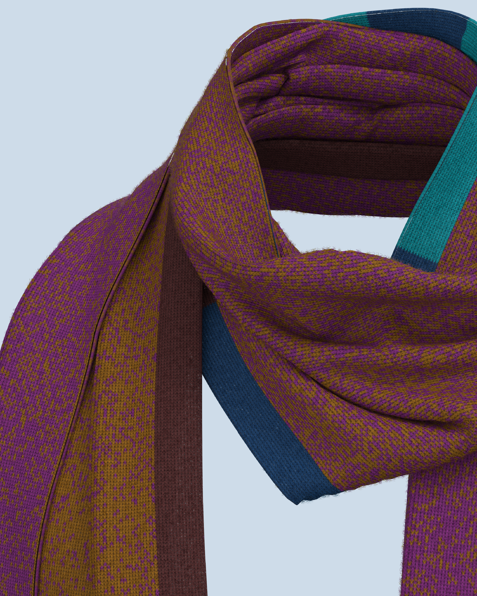 Signal Scarf | Tabacco-Violet-Turquoise-Dark Cobalt-Yellow-Burgundy