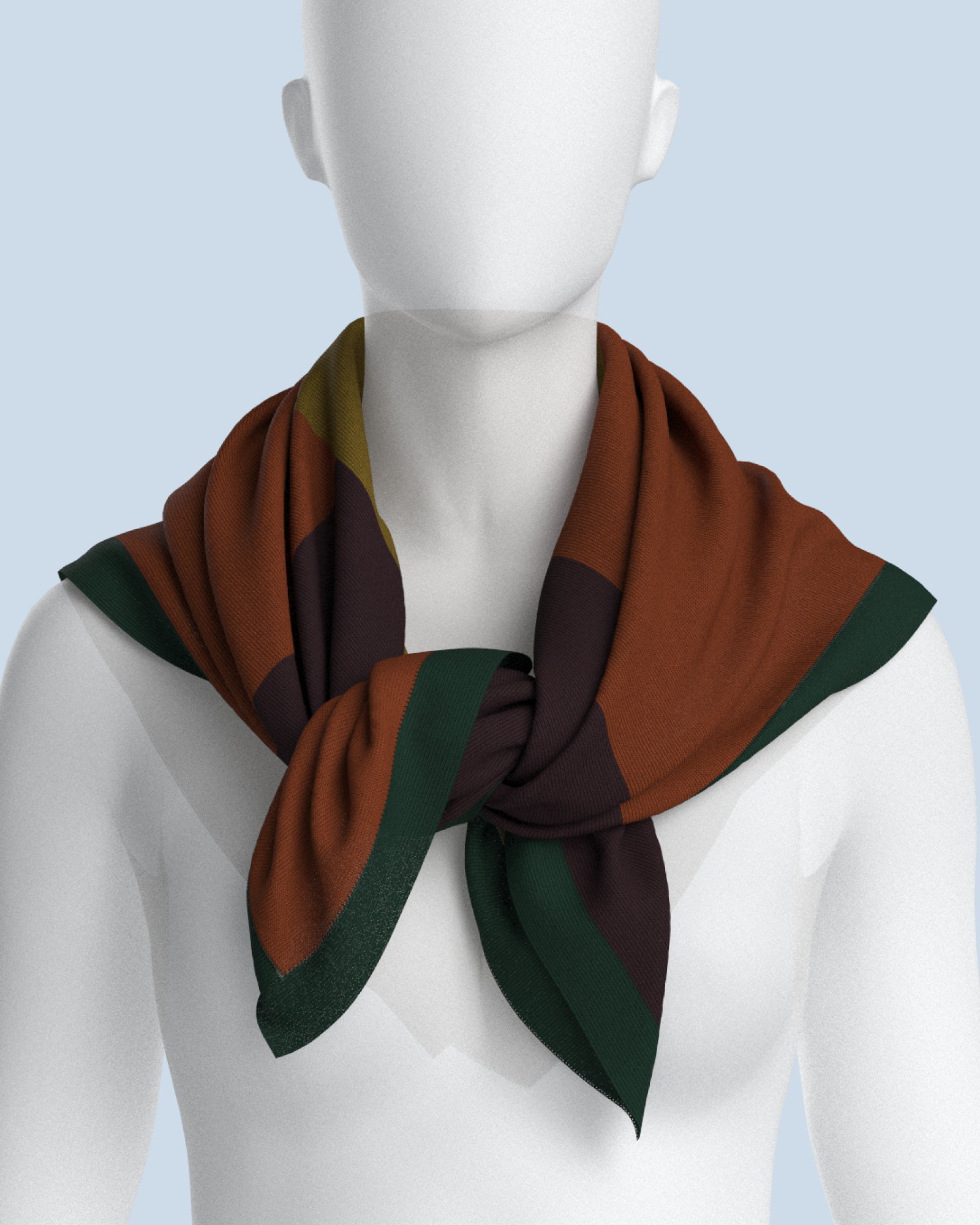 Square Scarf | Curry-Rust-Eggplant-Dark Green