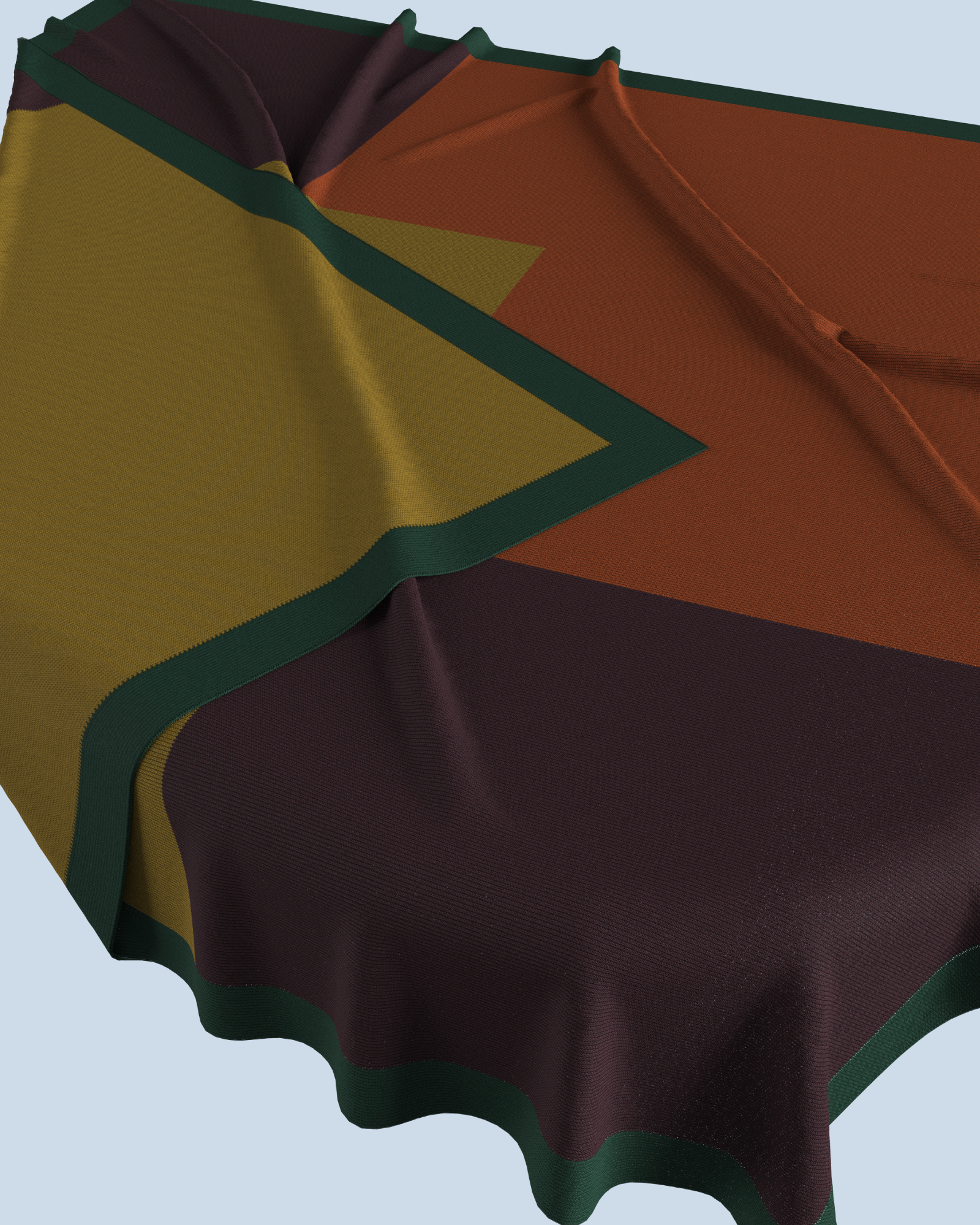 Square Scarf | Curry-Rust-Eggplant-Dark Green