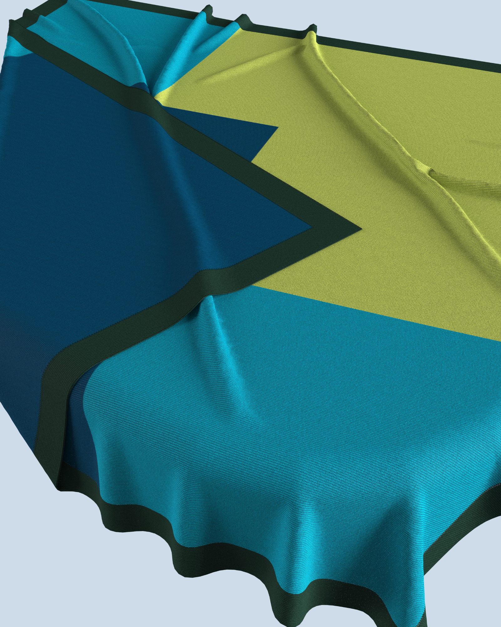 Square Scarf | Dark Petrol-Lime-Turquoise-Dark Green
