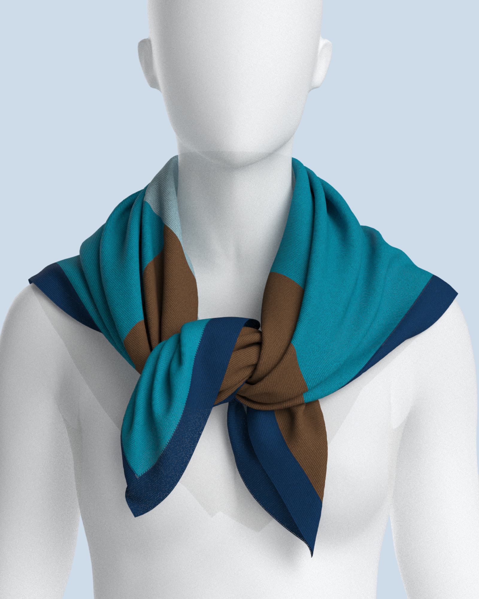 Square Scarf | Light Blue-Turquoise-Camel-Dark Cobalt