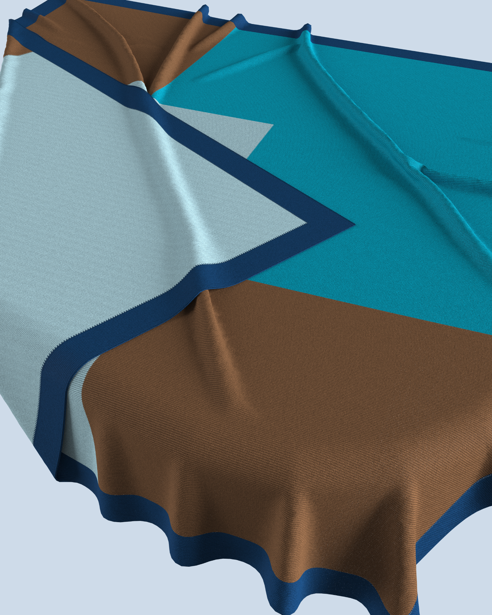 Square Scarf | Light Blue-Turquoise-Camel-Dark Cobalt