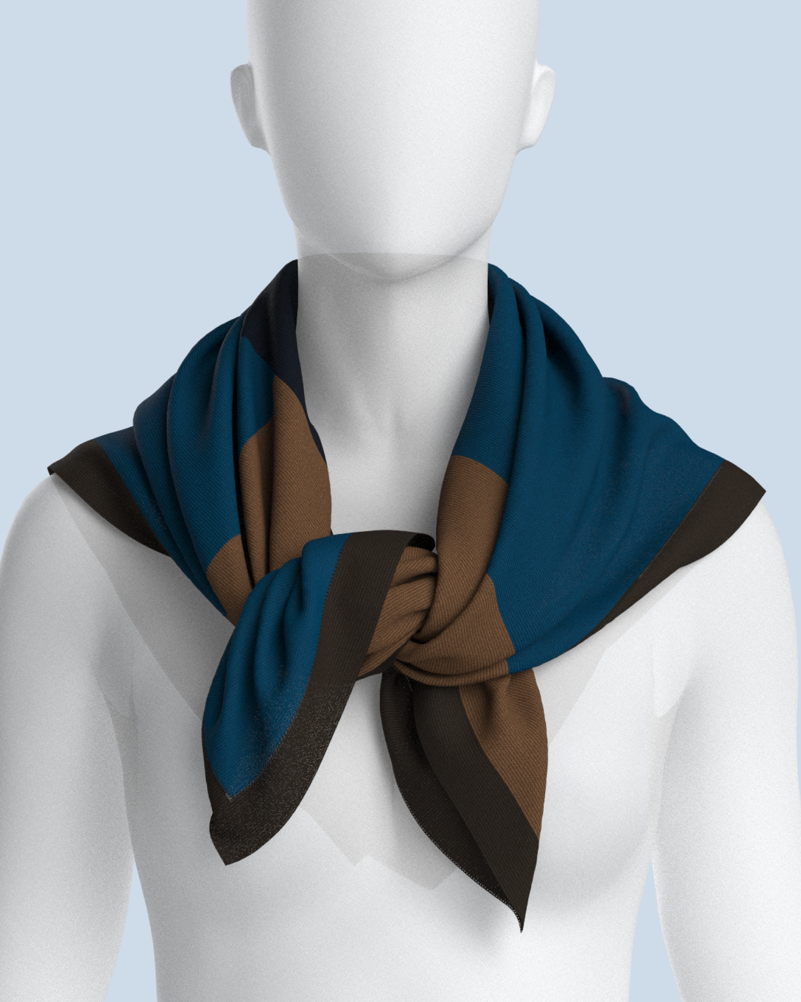 Square Scarf | Navy-Dark Petrol-Camel-Dark Brown