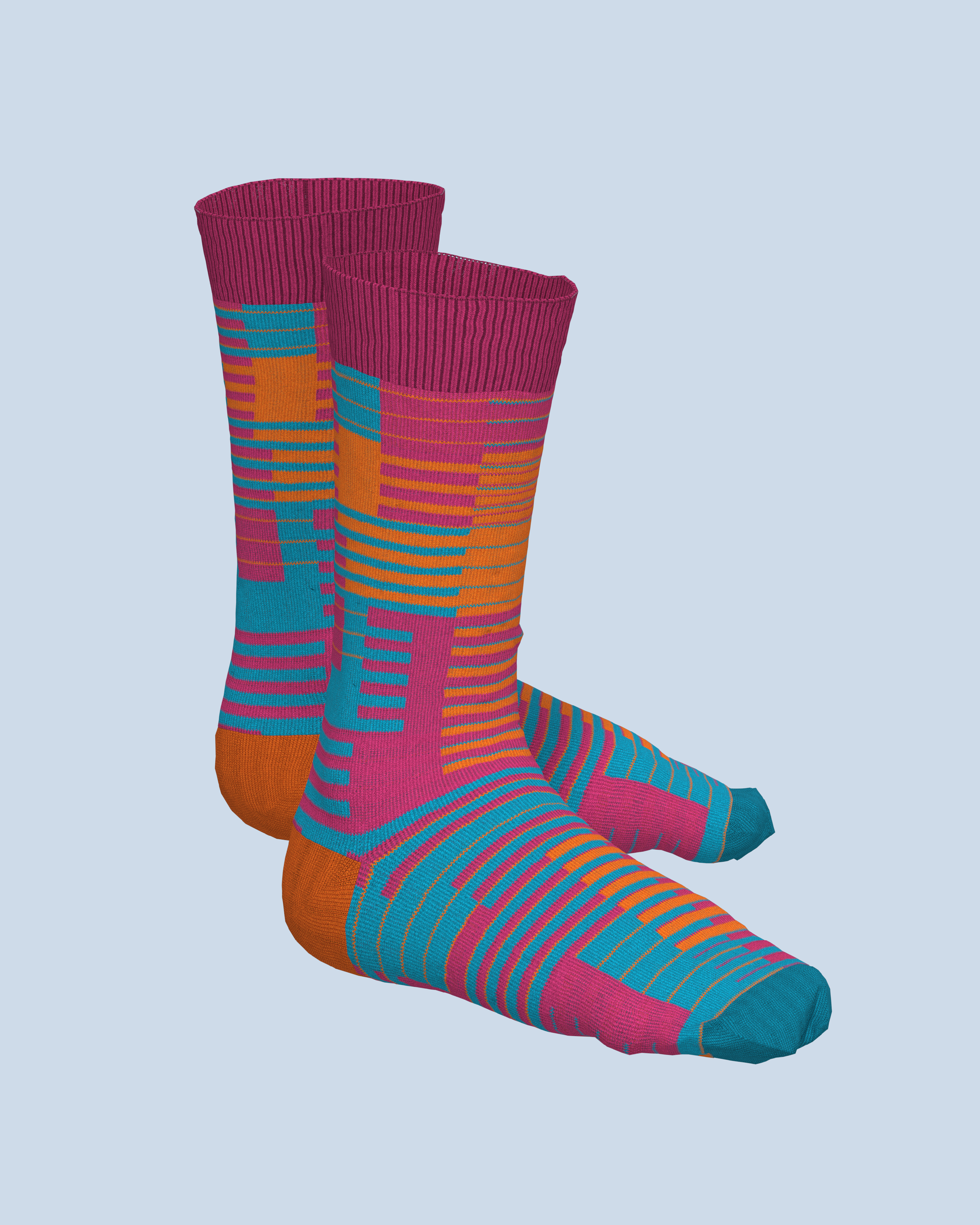 Parallel Socks | Pink-Orange-Turquoise