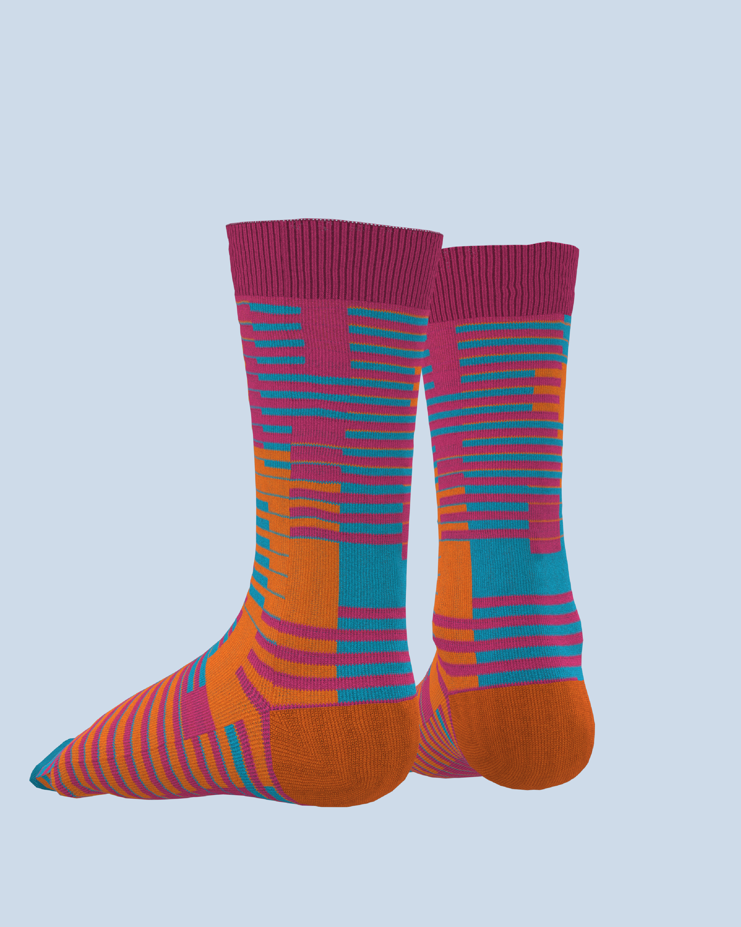 Parallel Socks | Pink-Orange-Turquoise