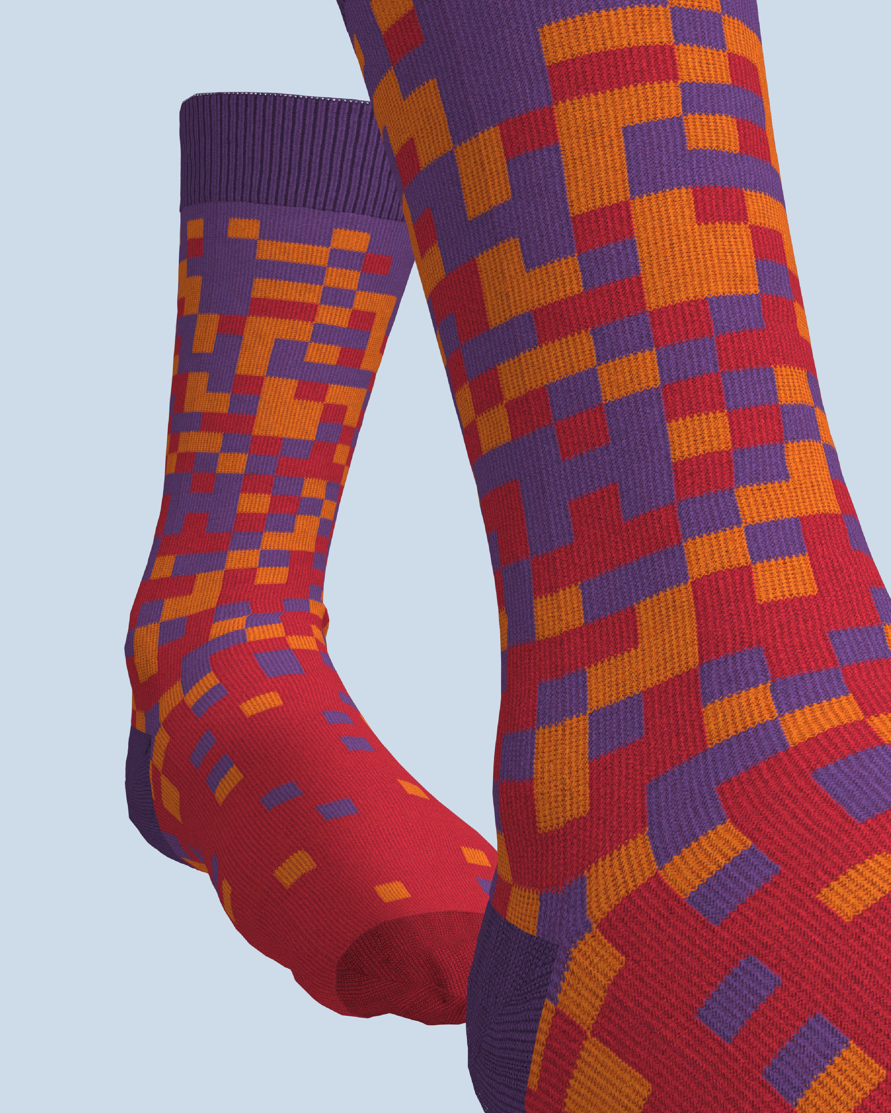 Pixel Socks | Purple-Orange-Red