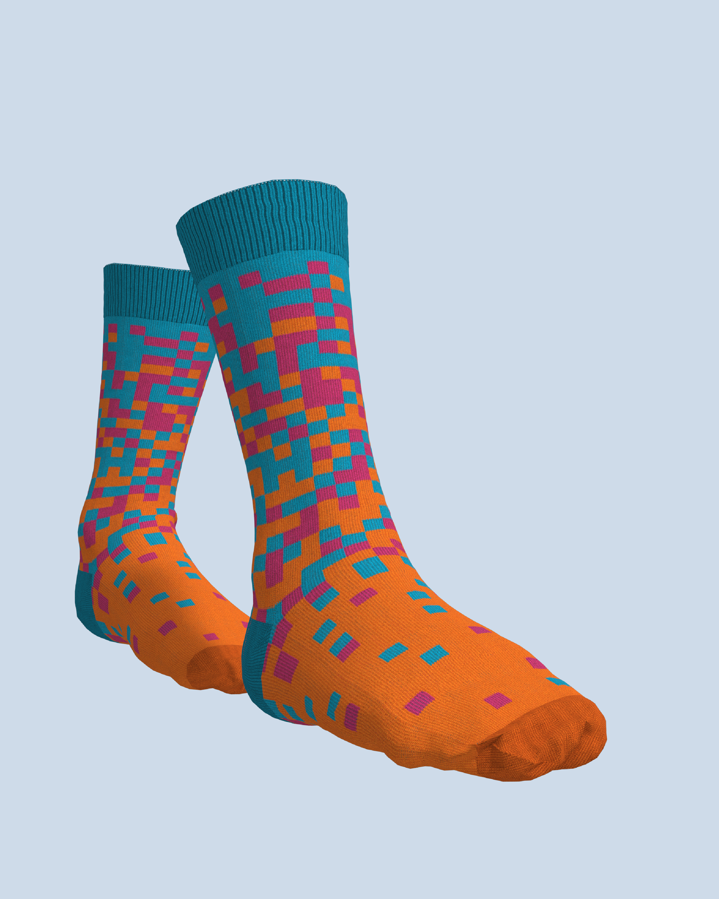 Pixel Socks | Turquise-Pink-Orange